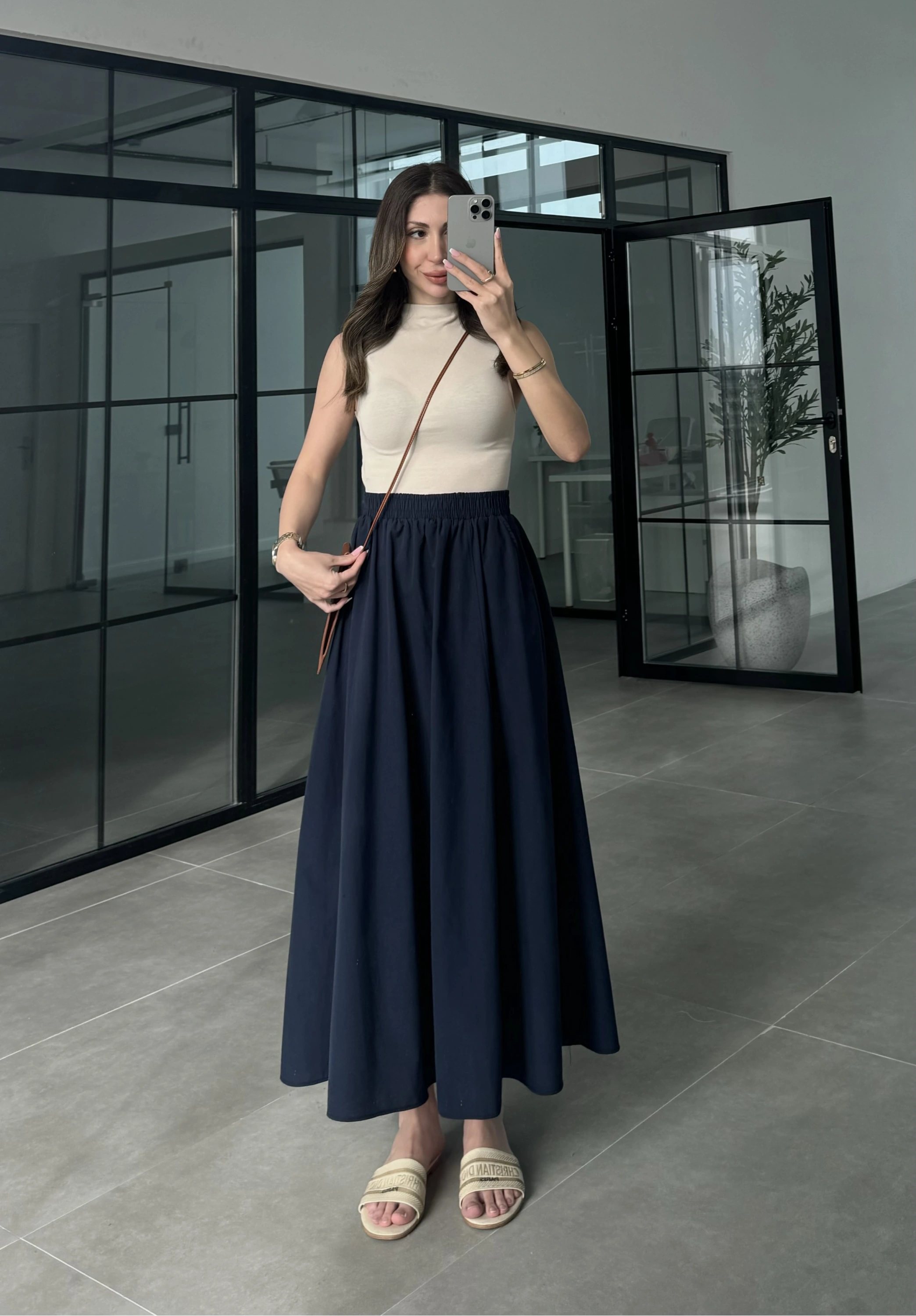 Poplin Kumaş Premium Lacivert Etek