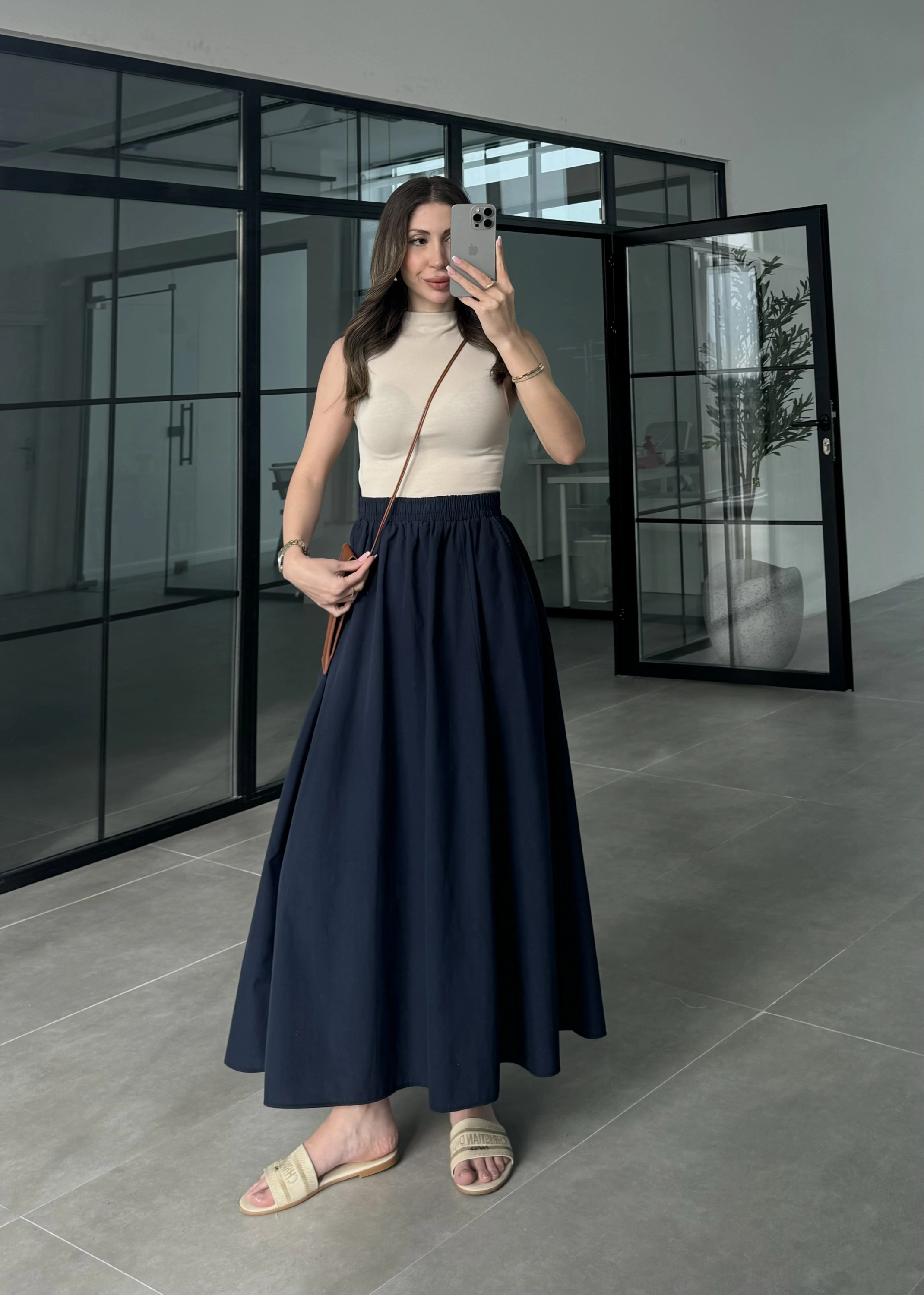 Poplin Kumaş Premium Lacivert Etek