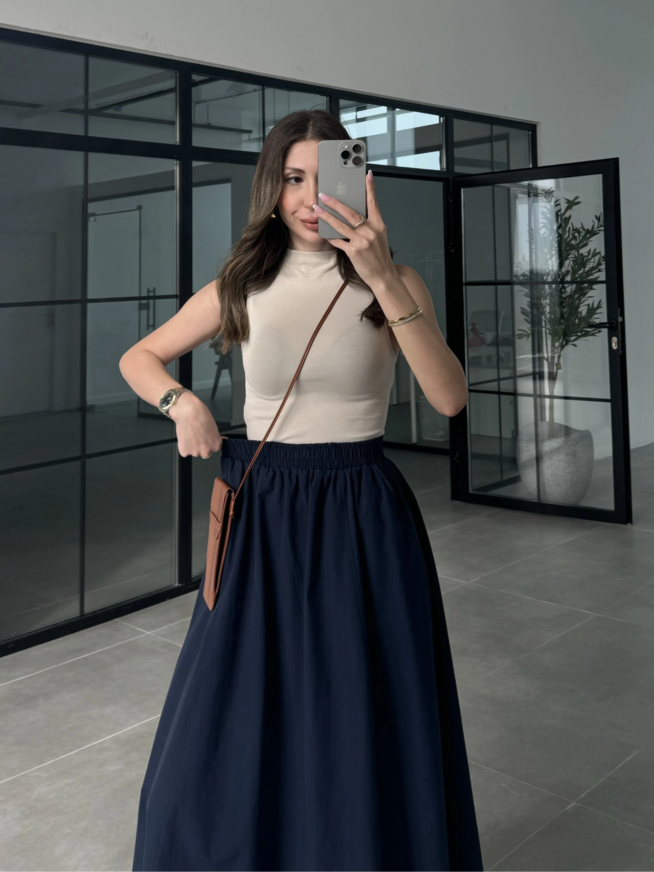 Poplin Kumaş Premium Lacivert Etek