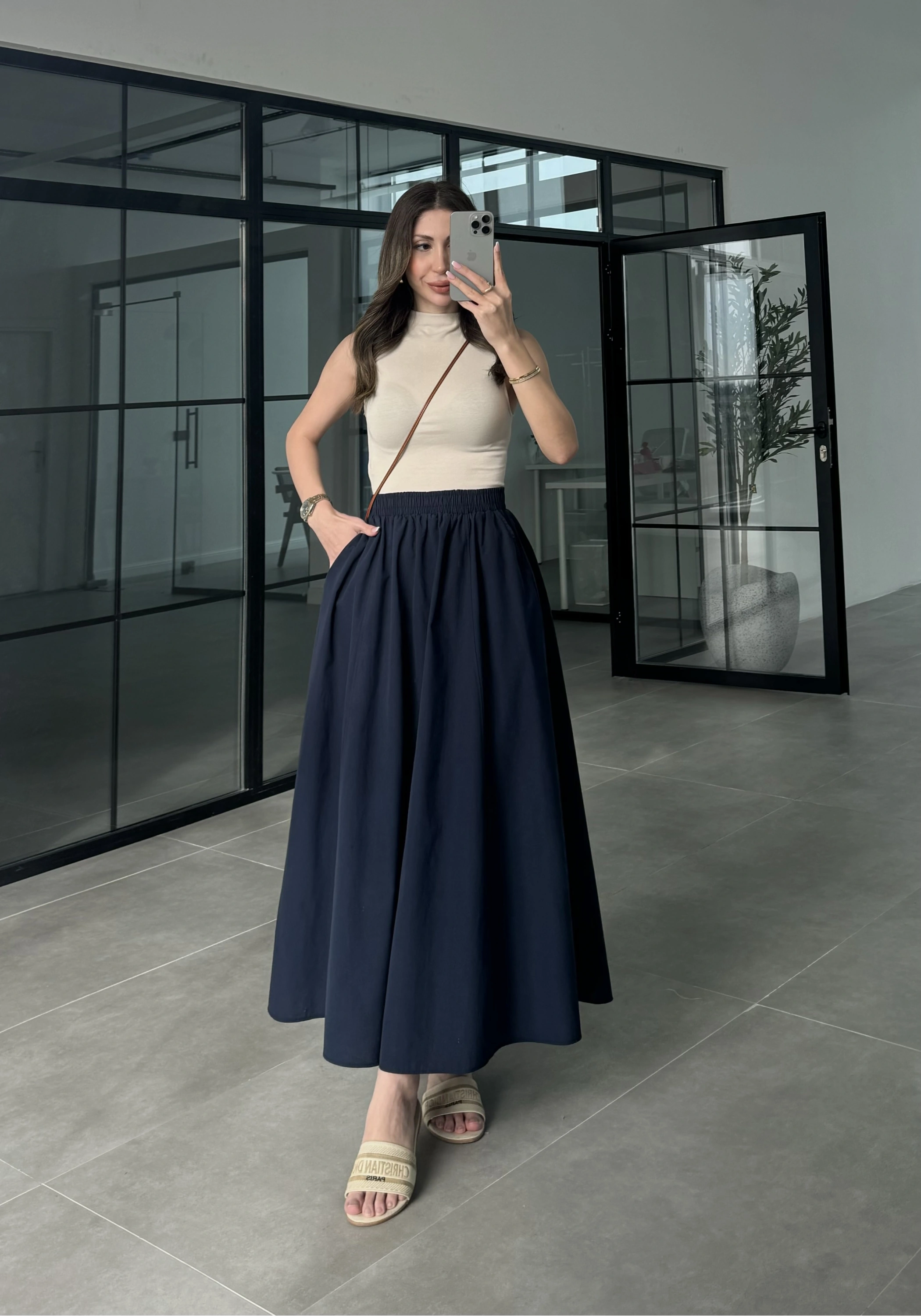 Poplin Kumaş Premium Lacivert Etek