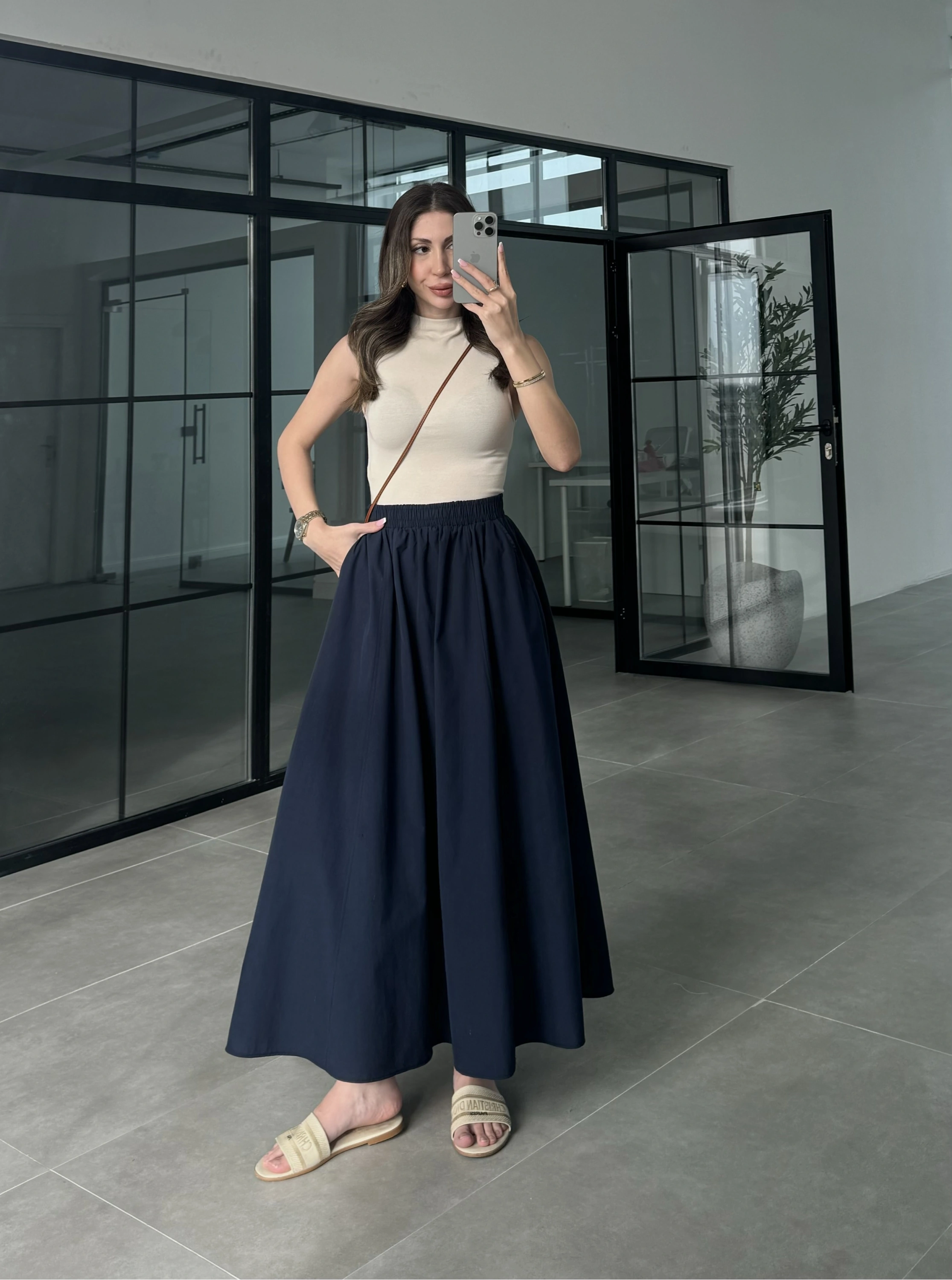 Poplin Kumaş Premium Lacivert Etek