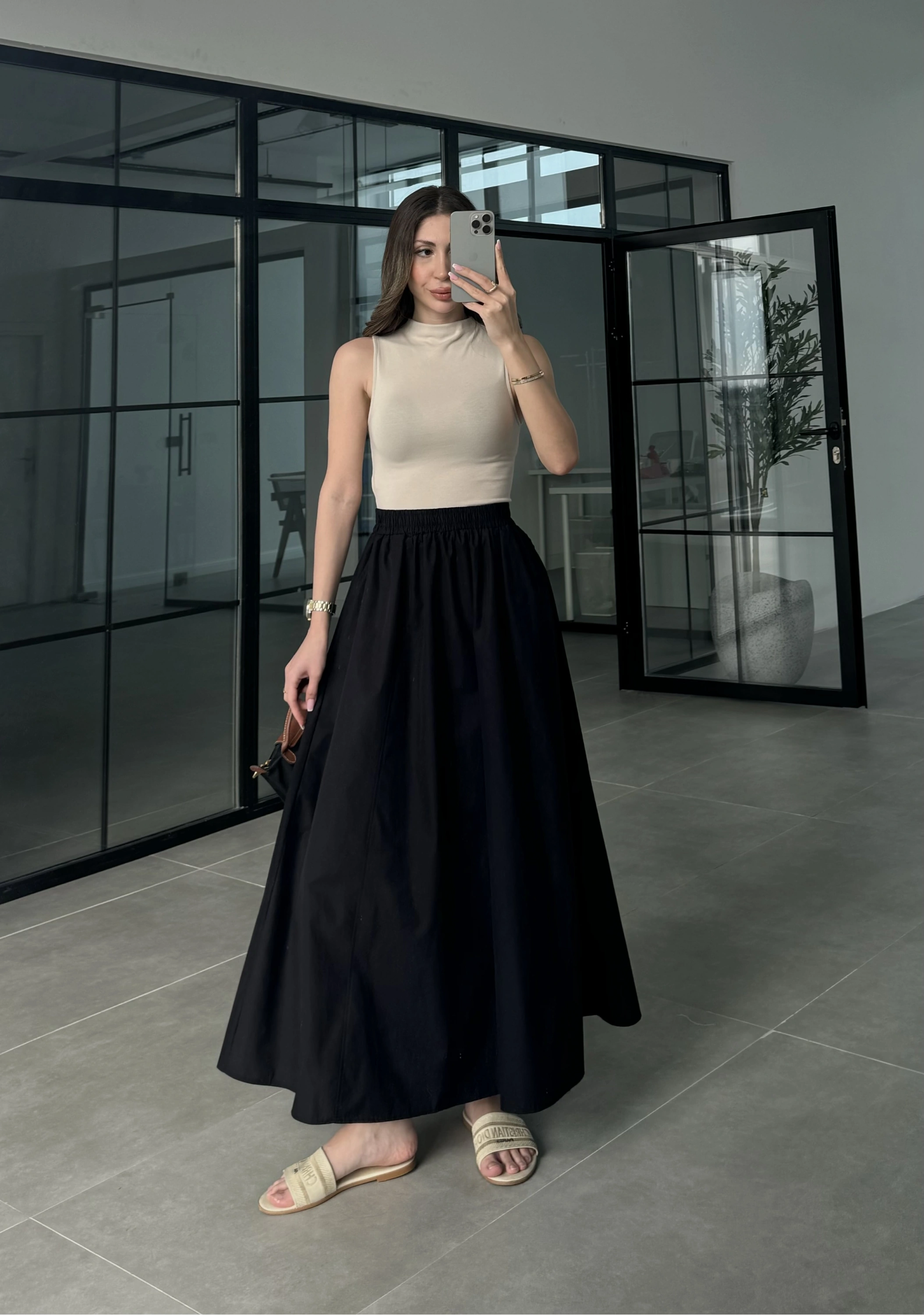 Poplin Kumaş Premium Siyah Etek