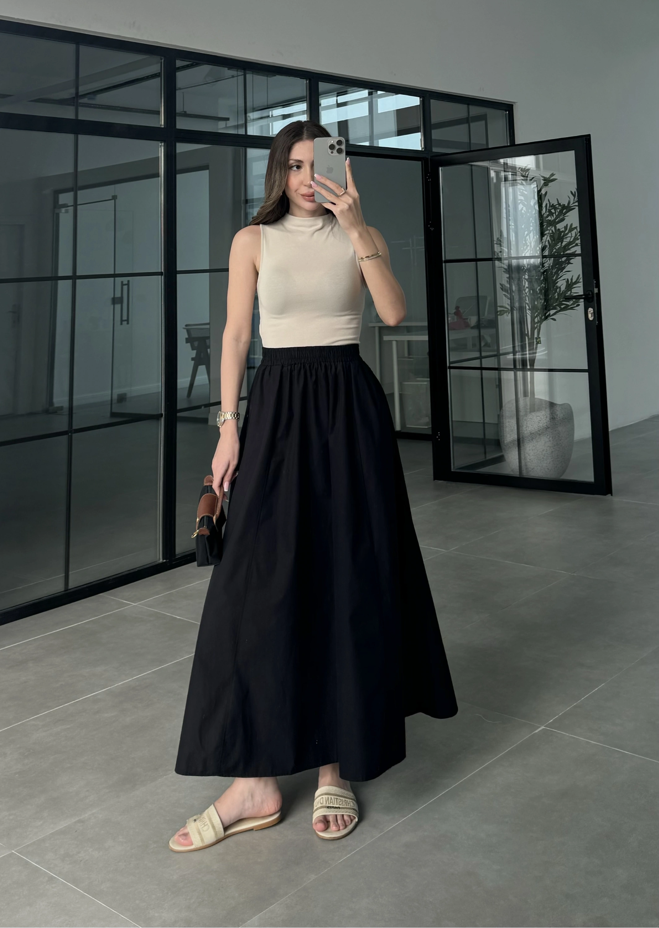 Poplin Kumaş Premium Siyah Etek