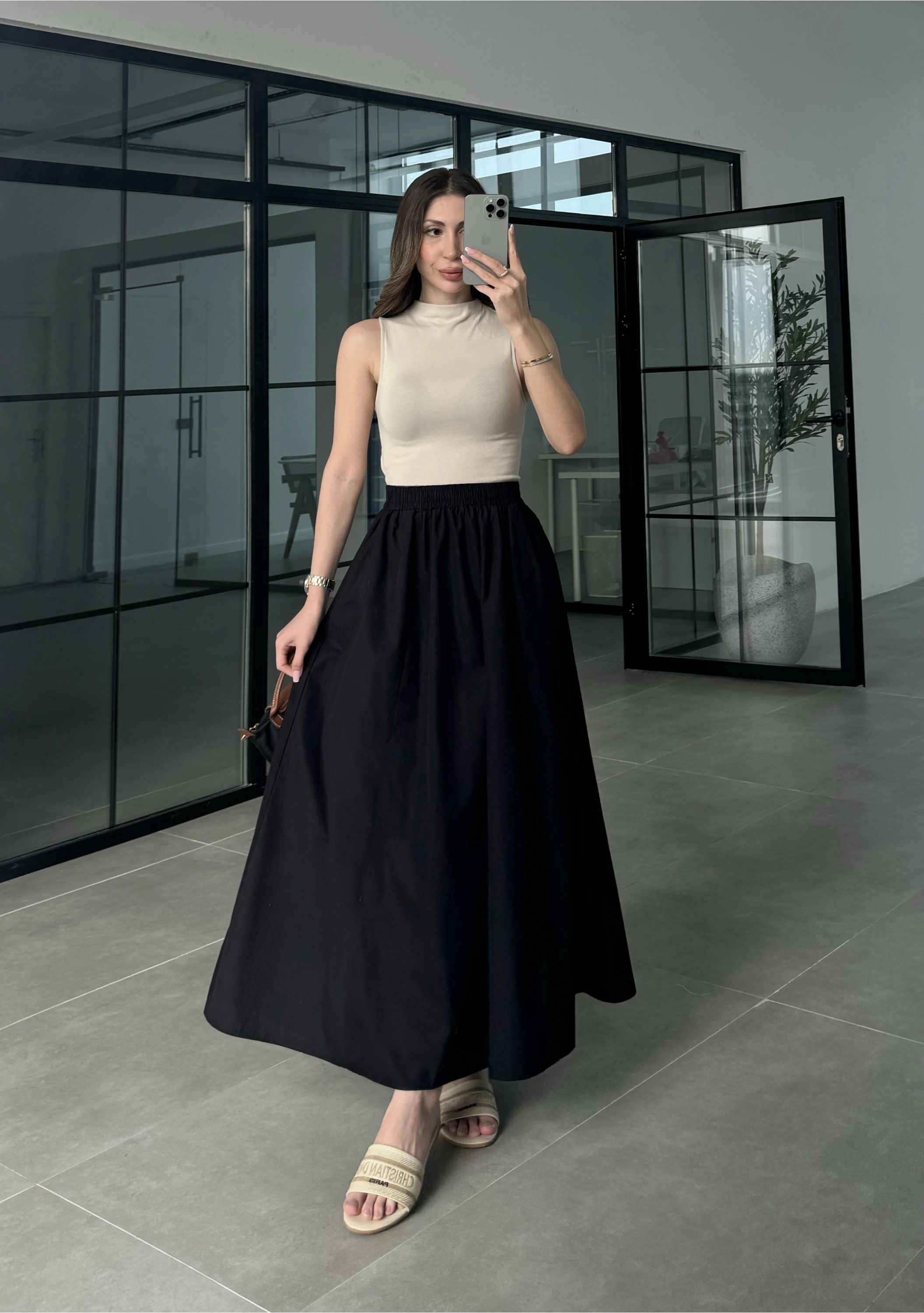 Poplin Kumaş Premium Siyah Etek