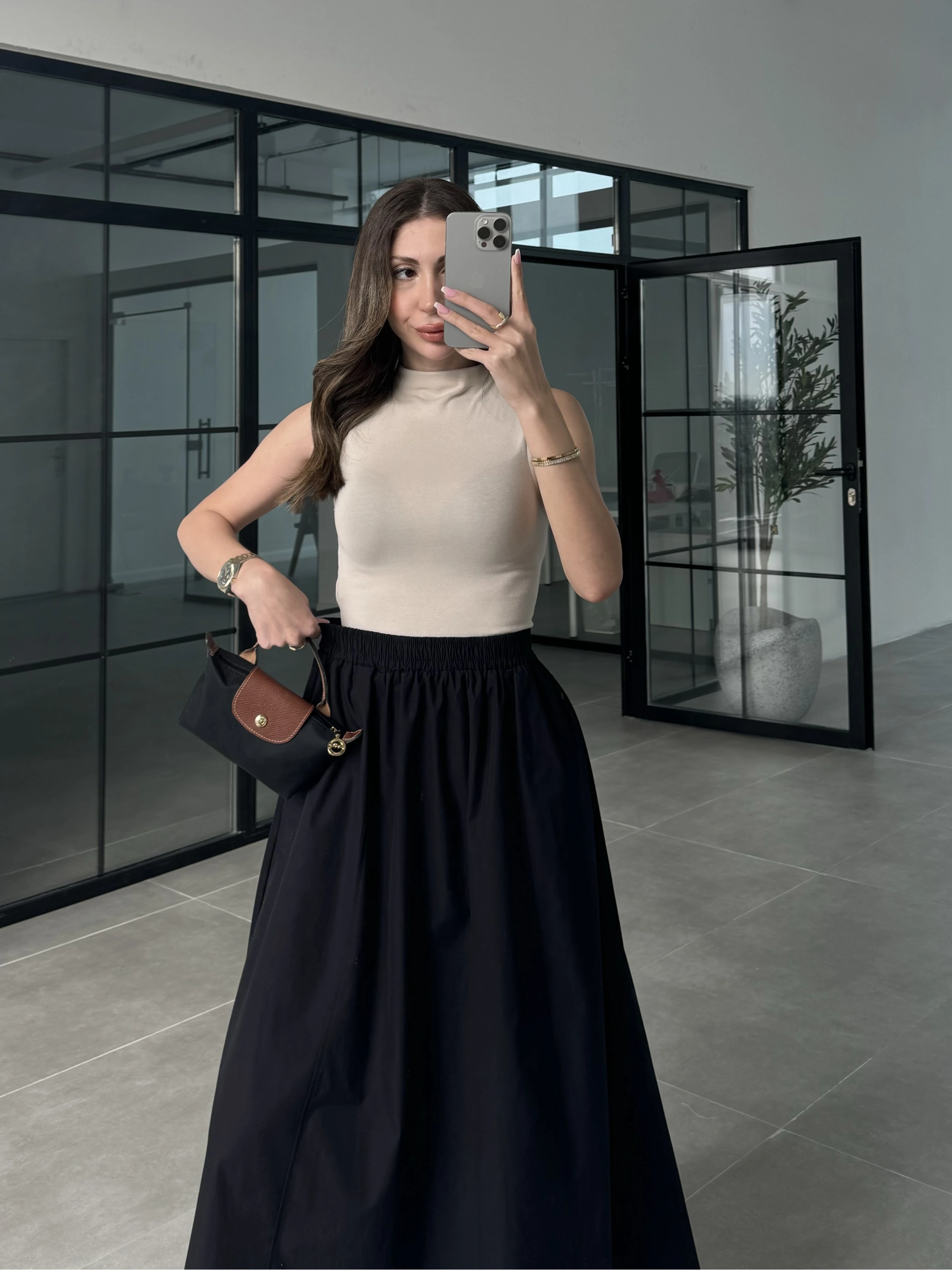 Poplin Kumaş Premium Siyah Etek