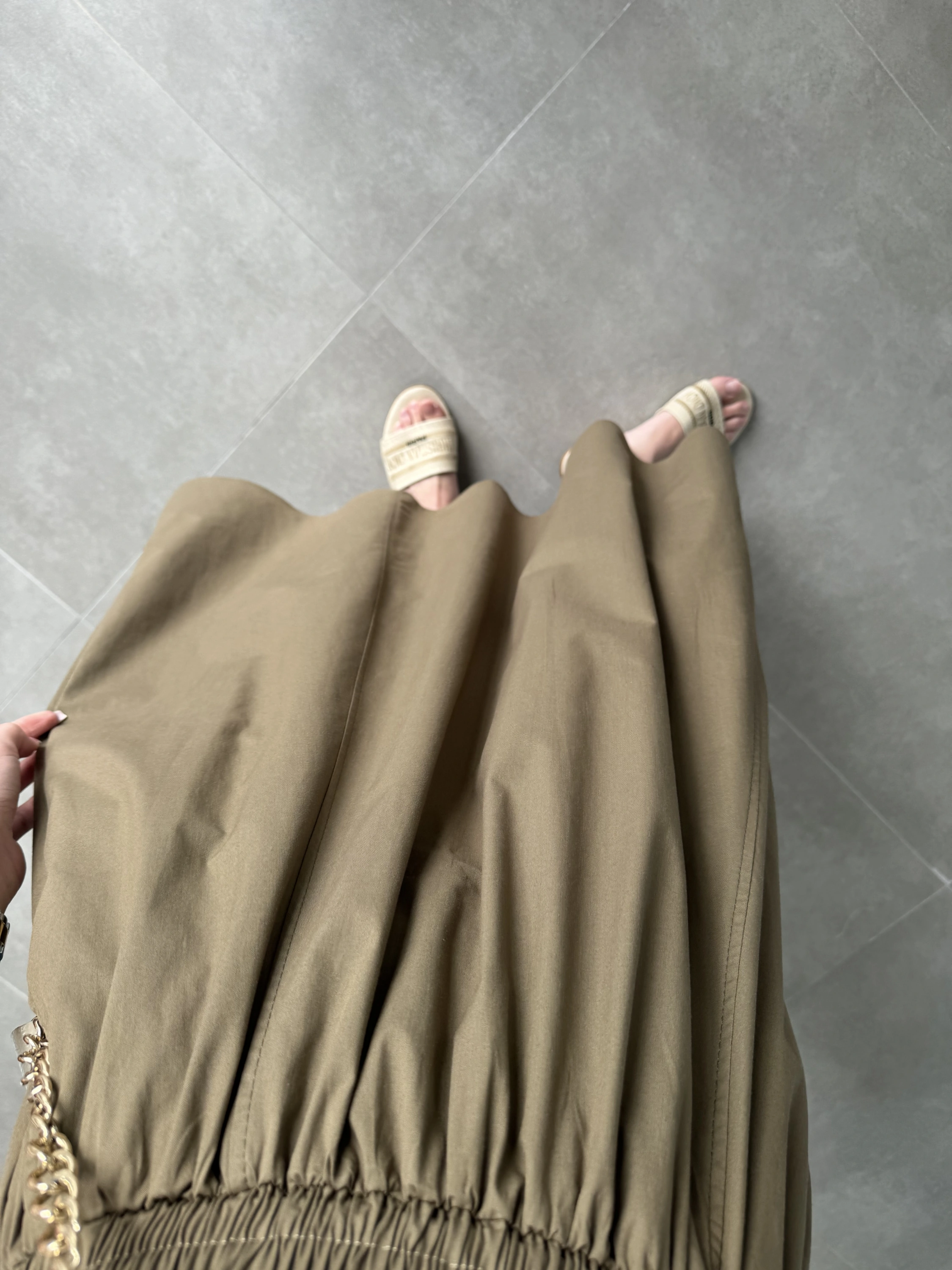 Poplin Kumaş Premium Haki Etek
