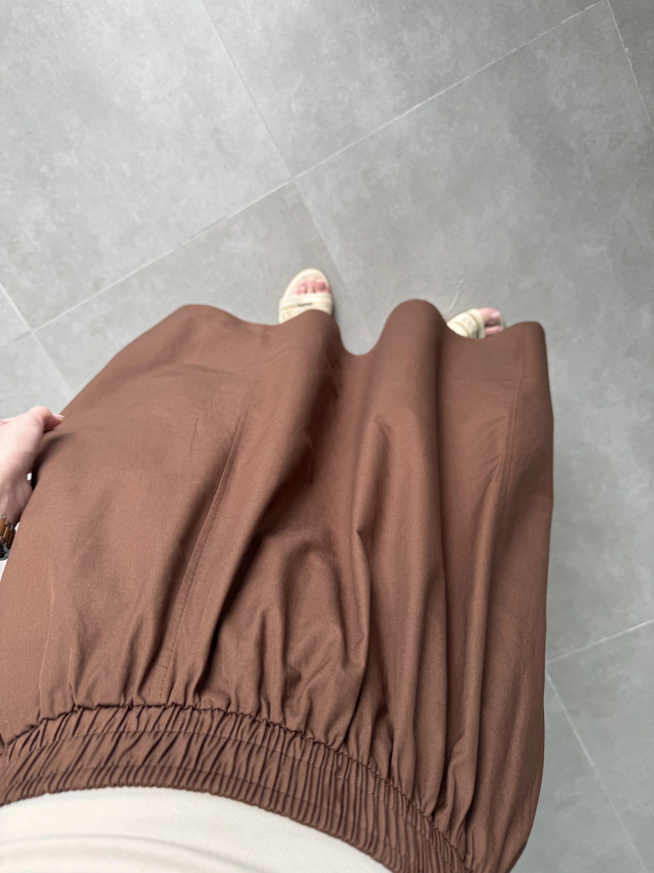 Poplin Kumaş Premium Kahve Etek