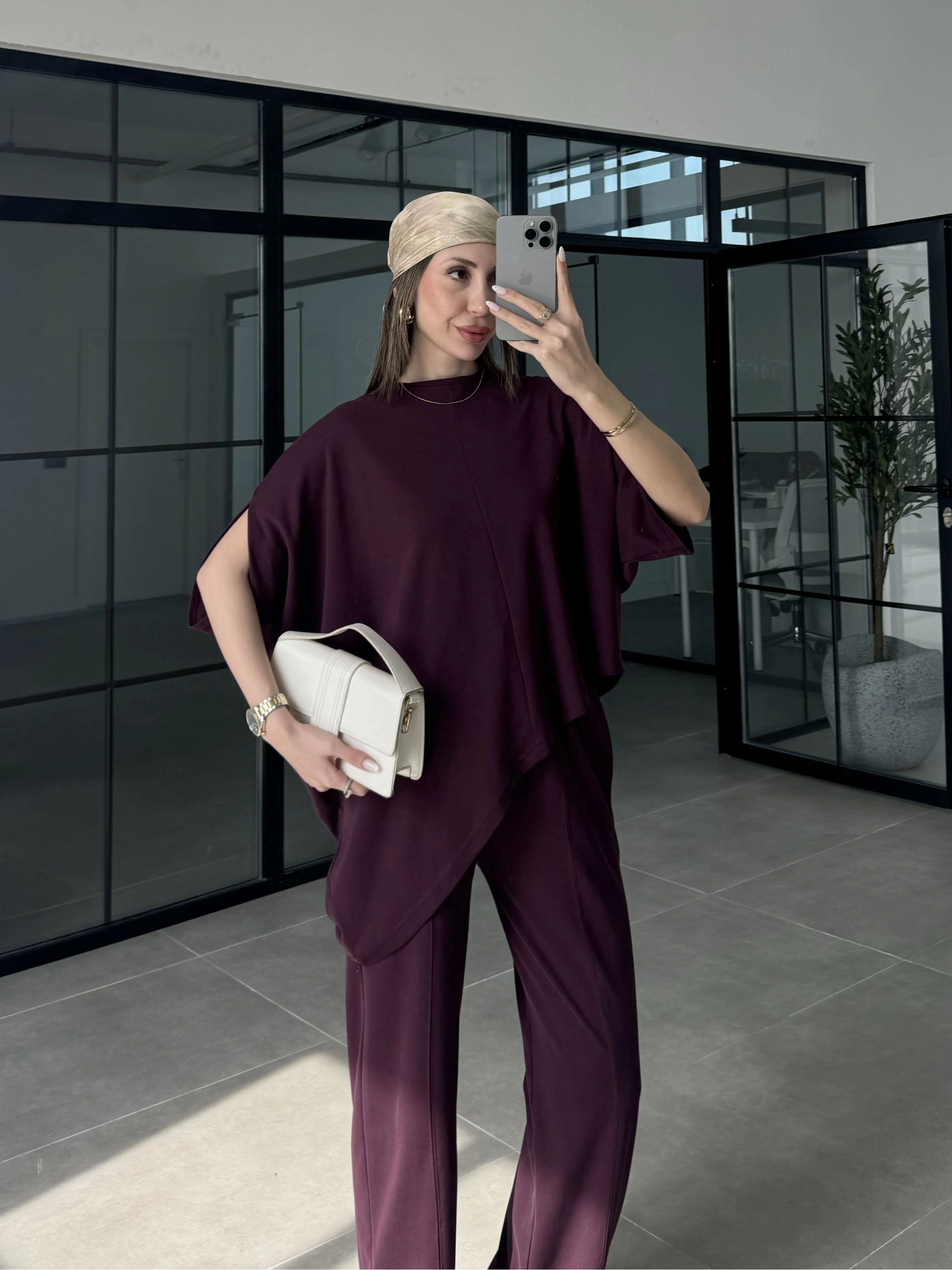 Çapraz Kesim Bordo Basic Takım