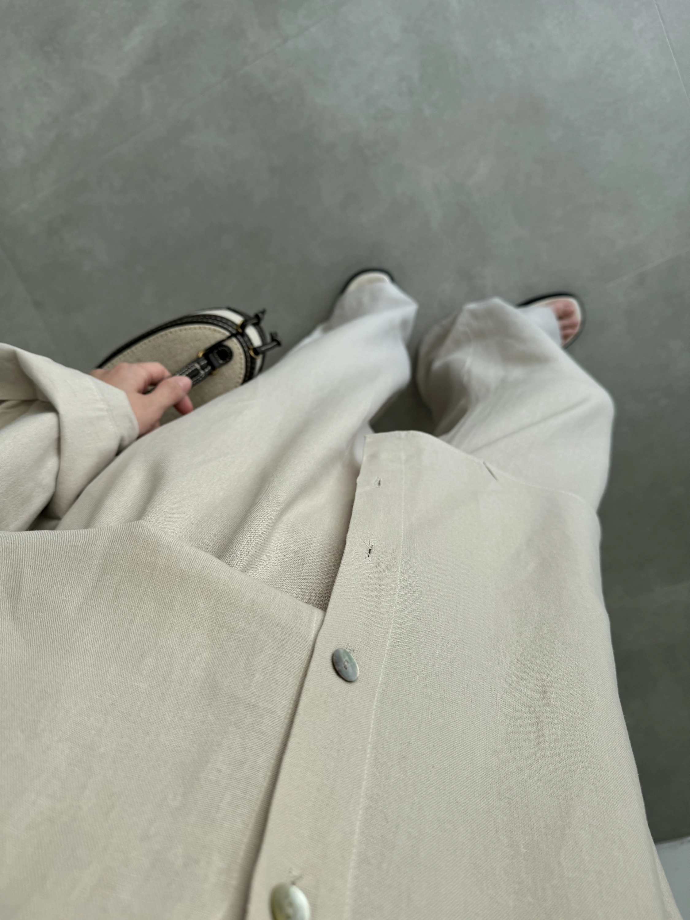 Anna Oversize Keten Bej Palazzo Takım