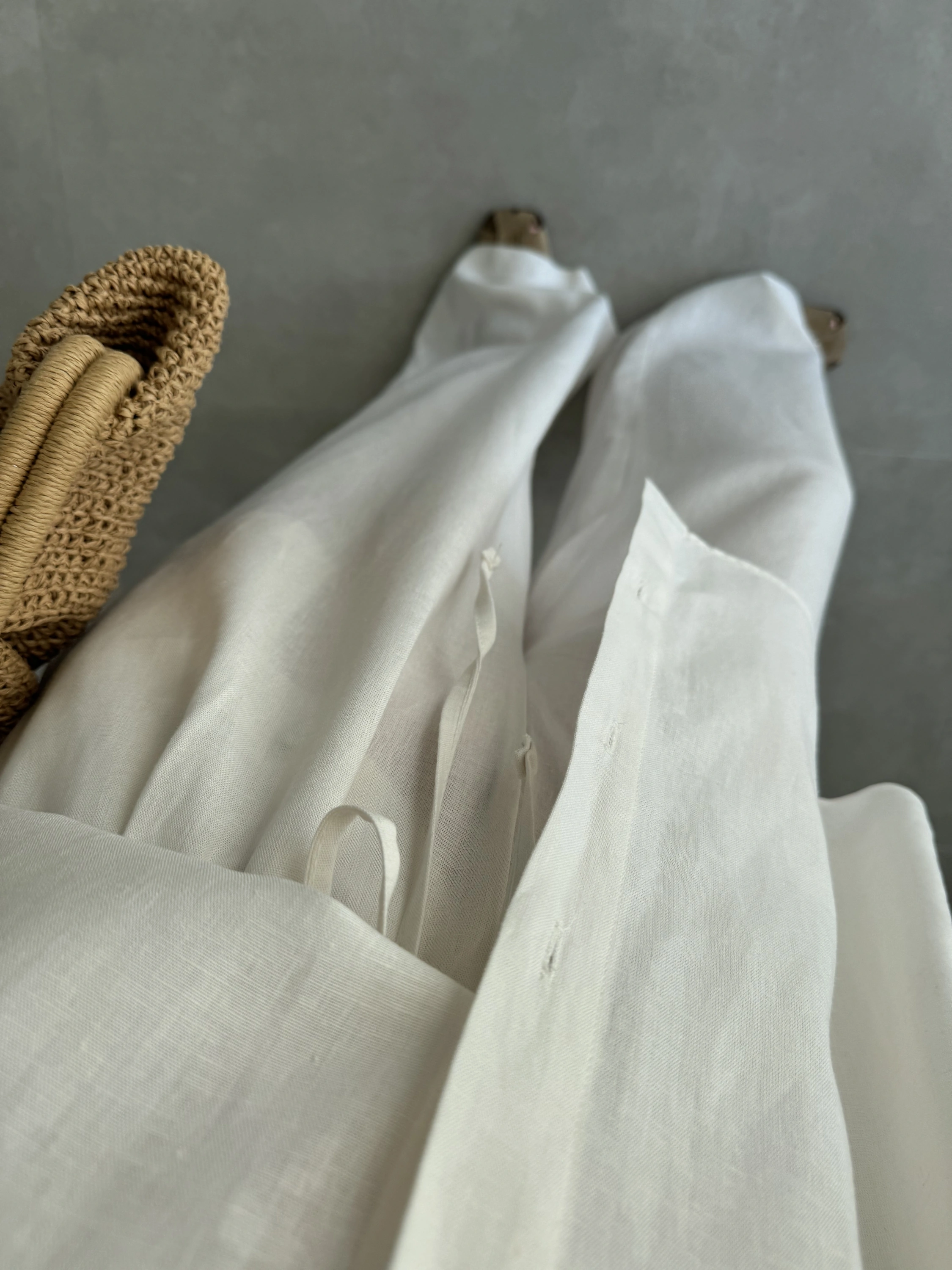 Anna Oversize Keten Ekru Palazzo Takım