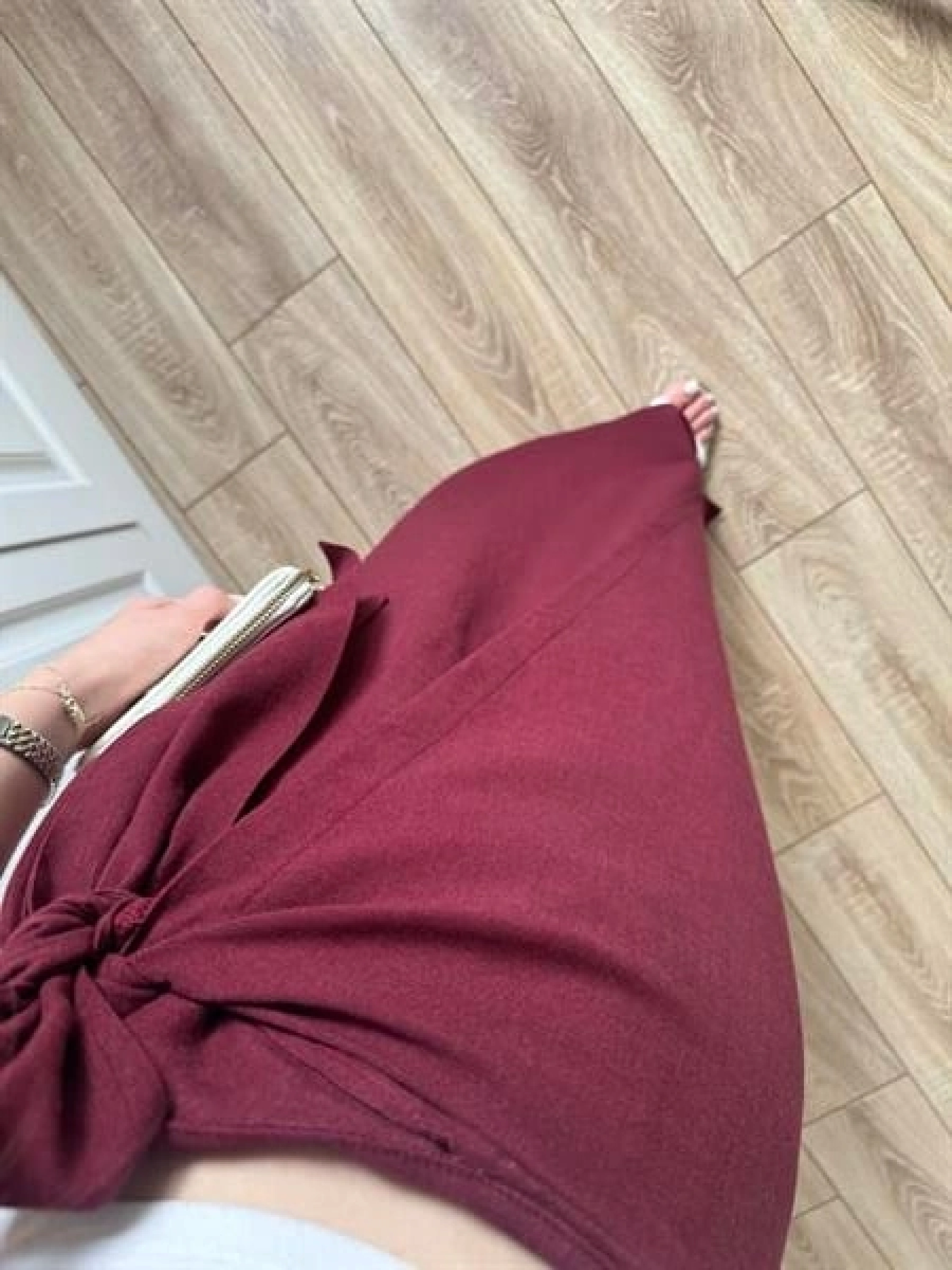 Anvelop Keten Uzun Bordo Etek