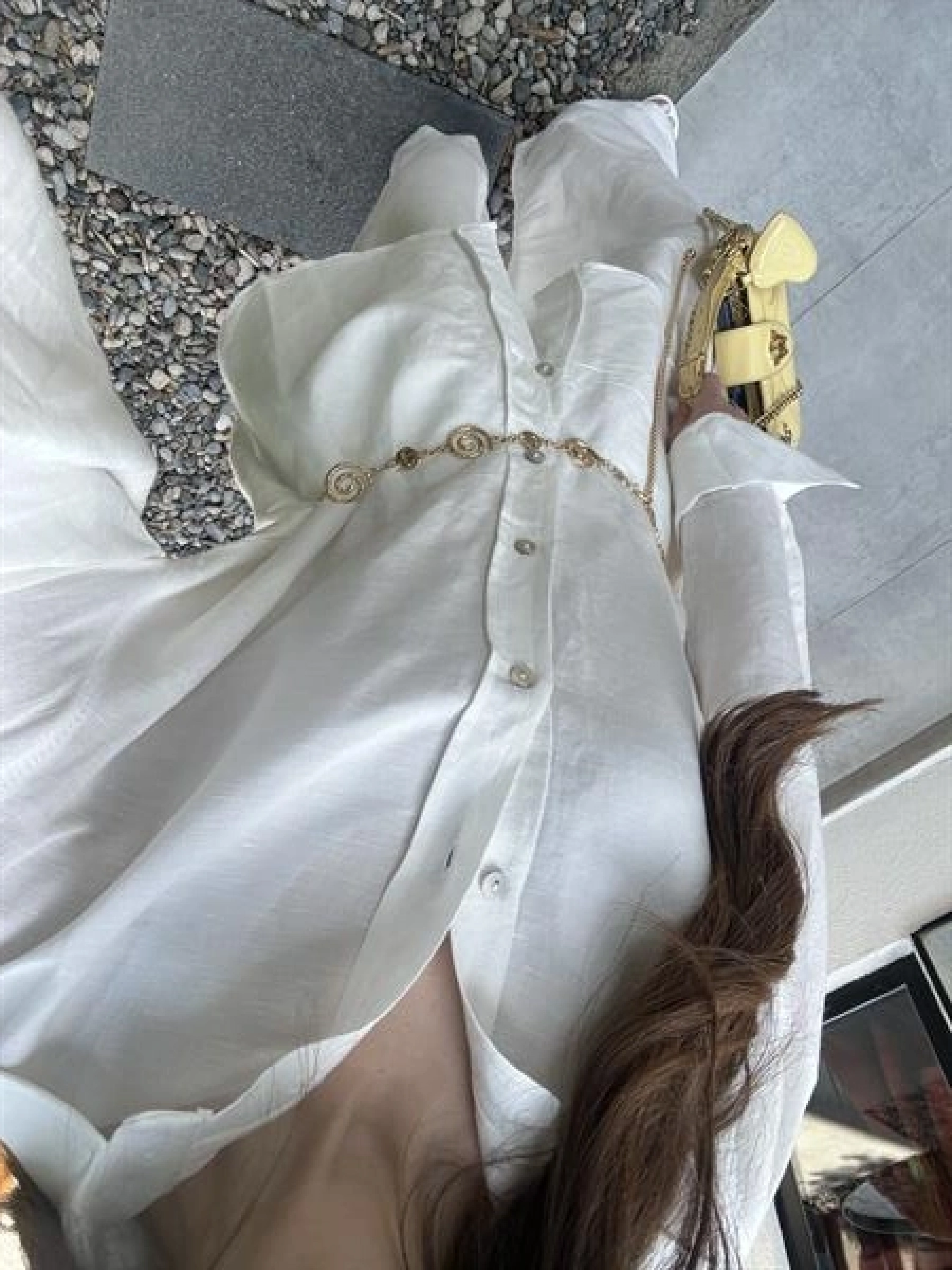 Atina Oversize Basic Beyaz Keten Takım