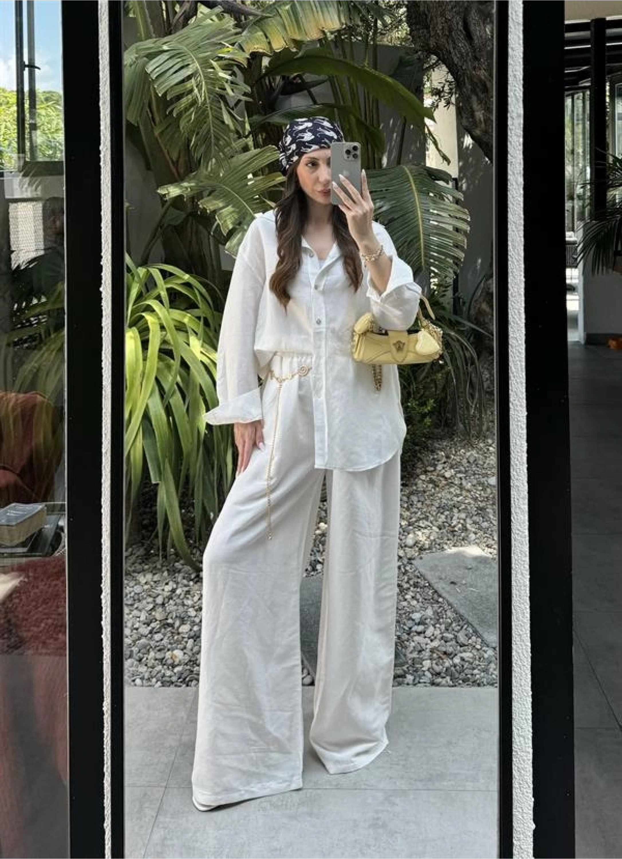 Atina Oversize Basic Beyaz Keten Takım