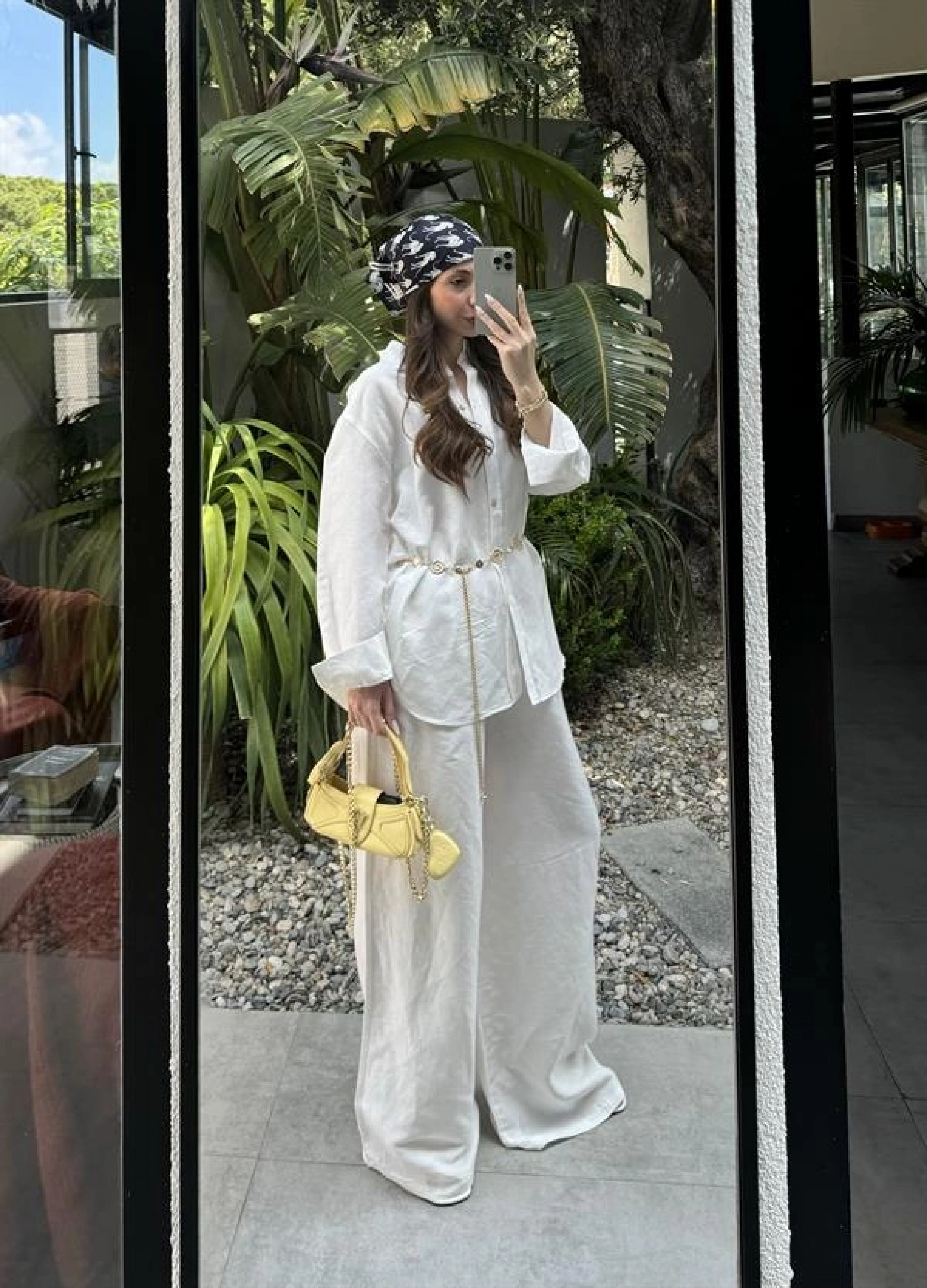 Atina Oversize Basic Beyaz Keten Takım