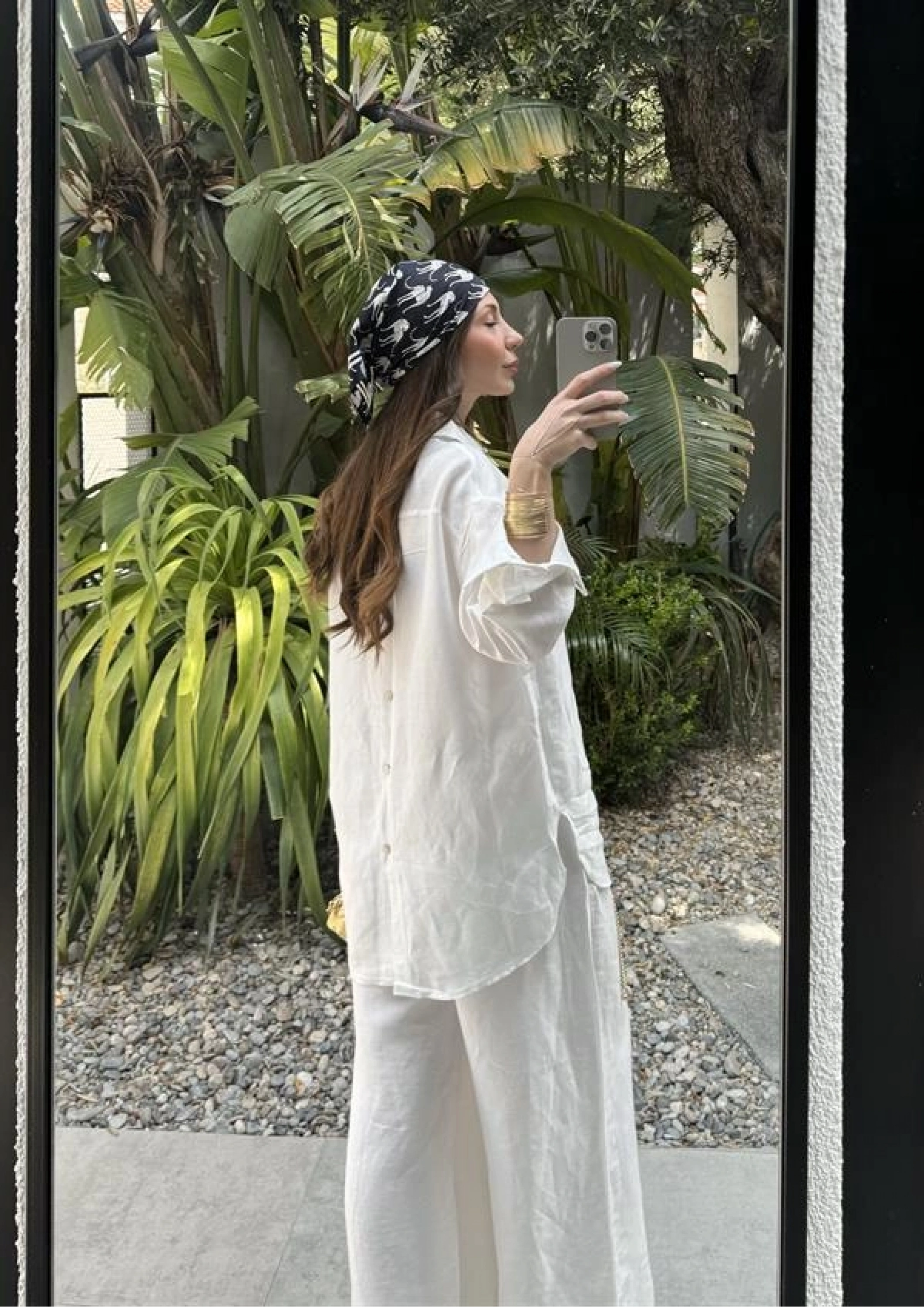 Atina Oversize Basic Beyaz Keten Takım
