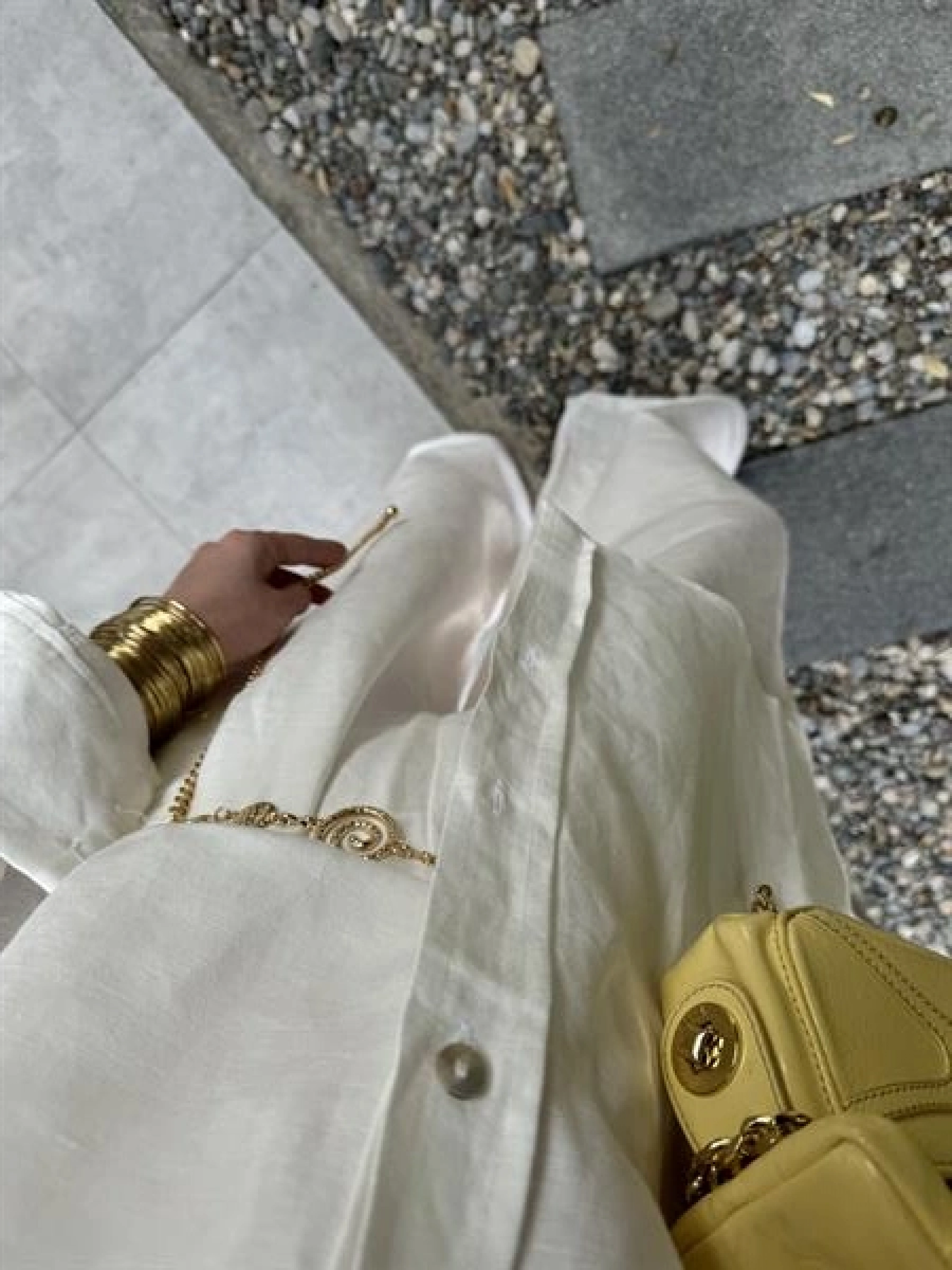 Atina Oversize Basic Beyaz Keten Takım