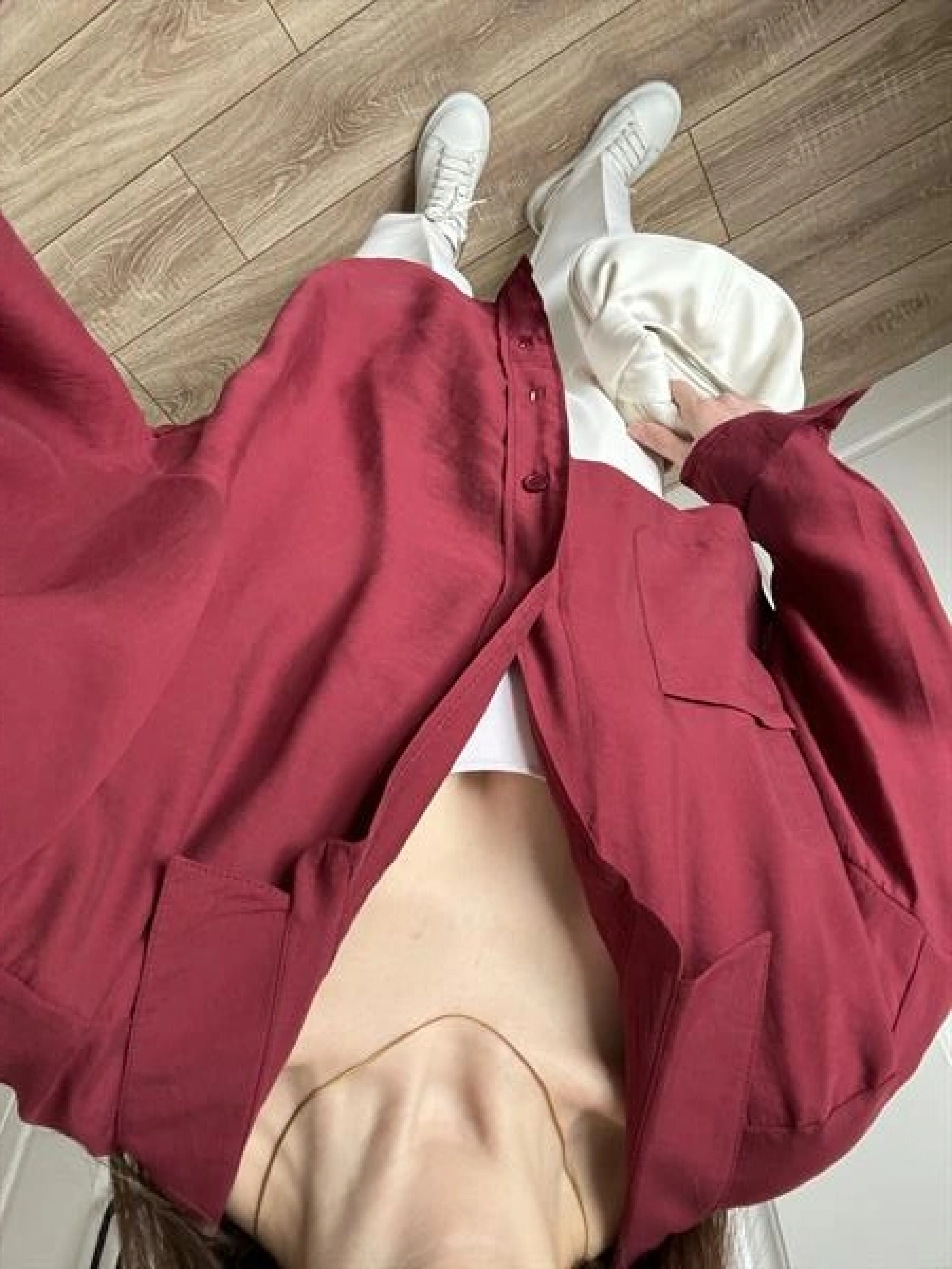 Bordo Oversize Tensel Gömlek