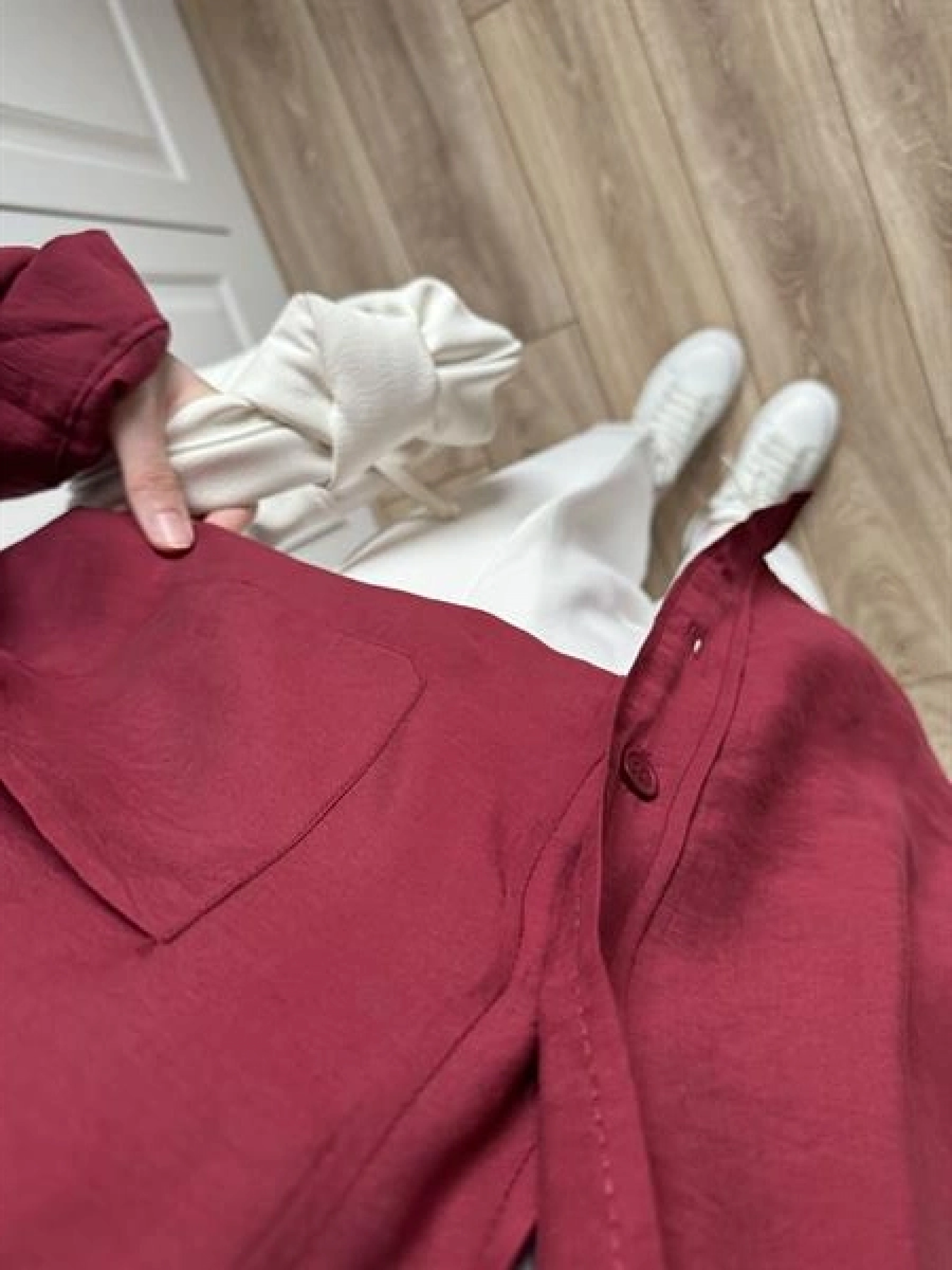 Bordo Oversize Tensel Gömlek