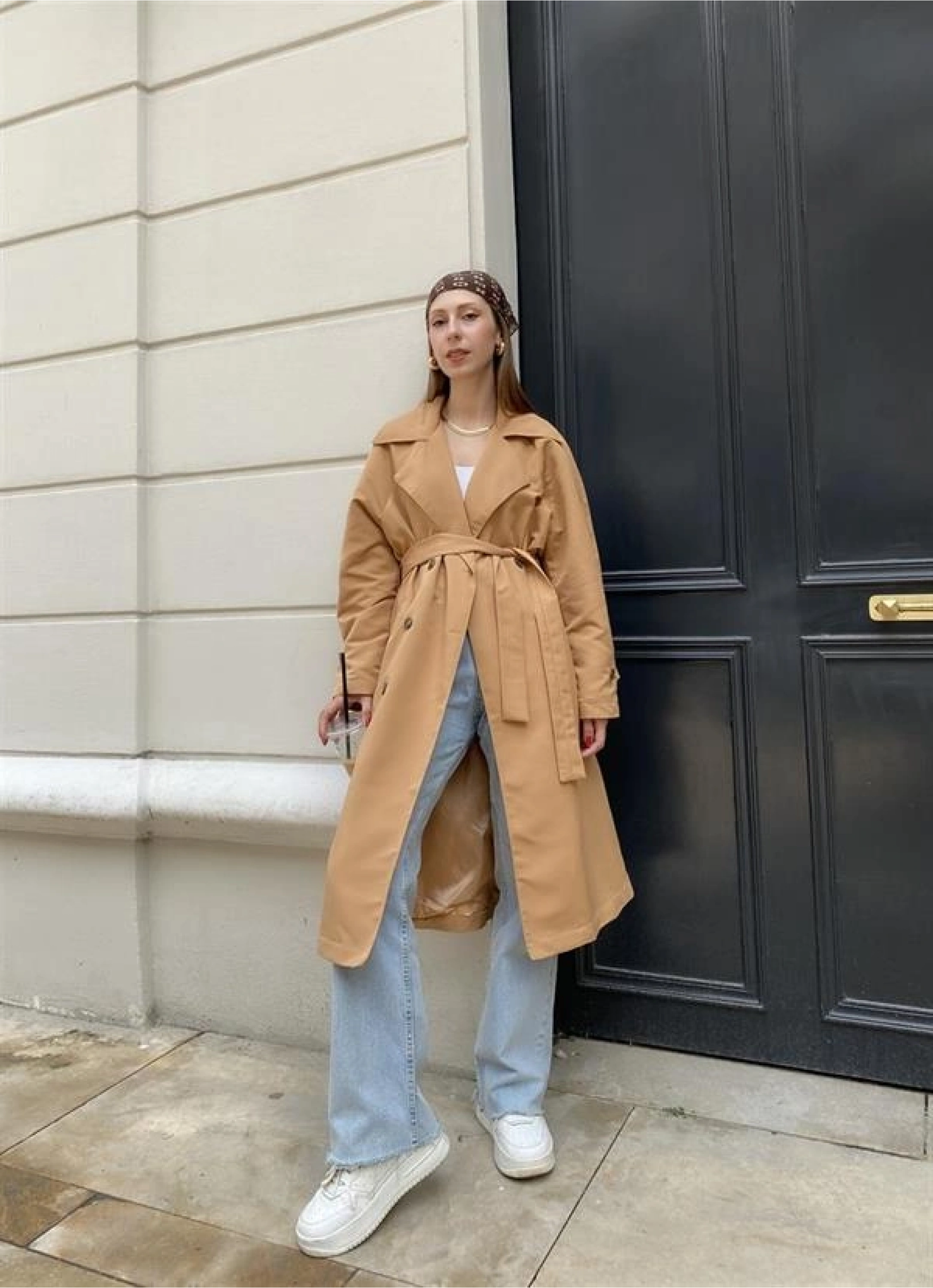 Camel Brshk Model Premium Oversize Trençkot