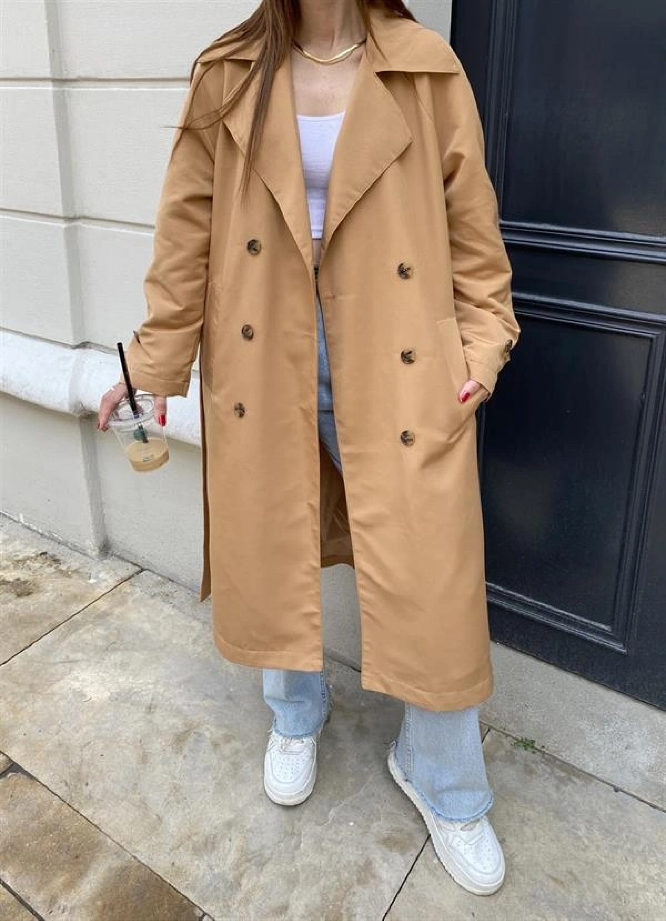 Camel Brshk Model Premium Oversize Trençkot