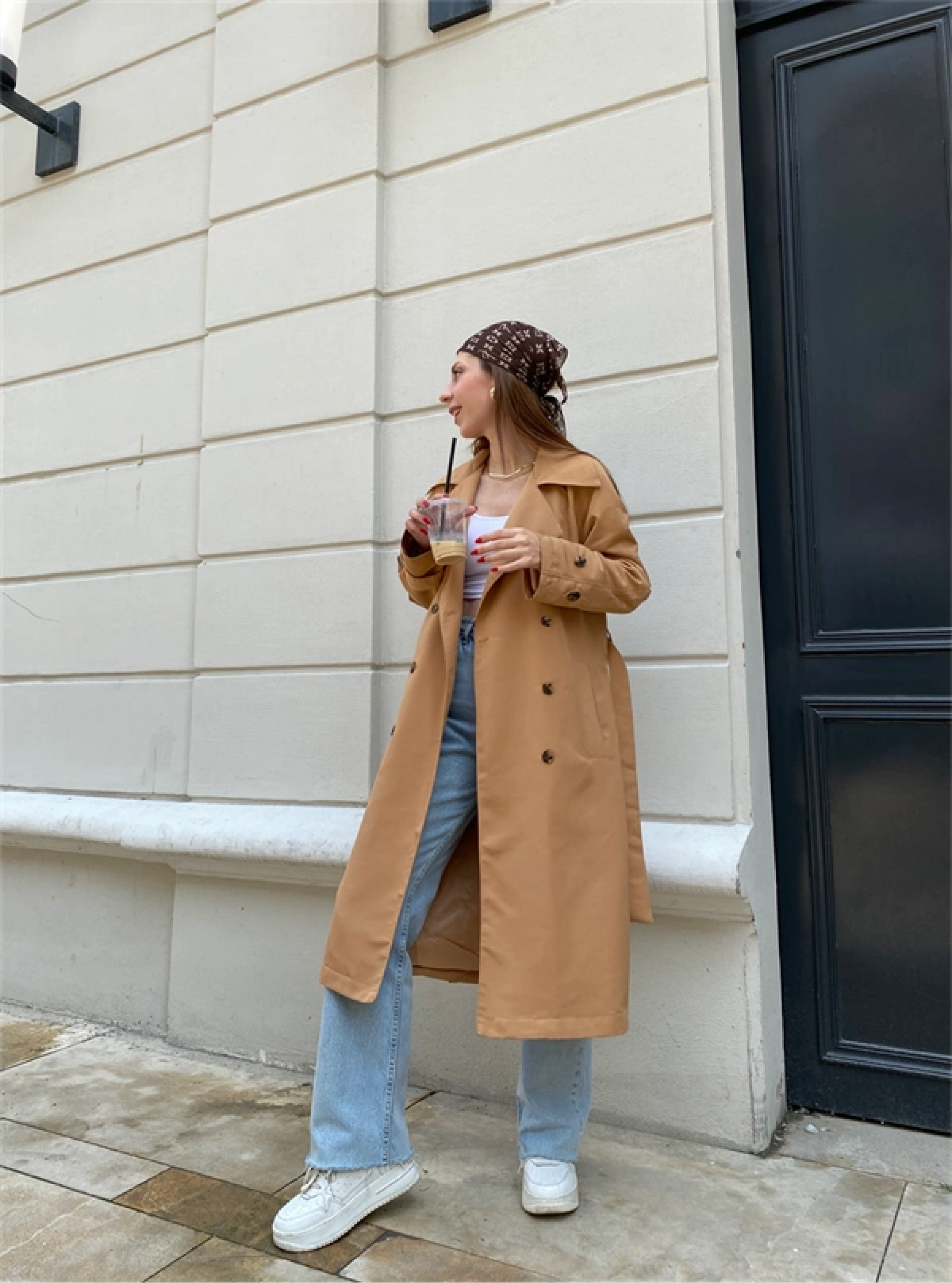Camel Brshk Model Premium Oversize Trençkot