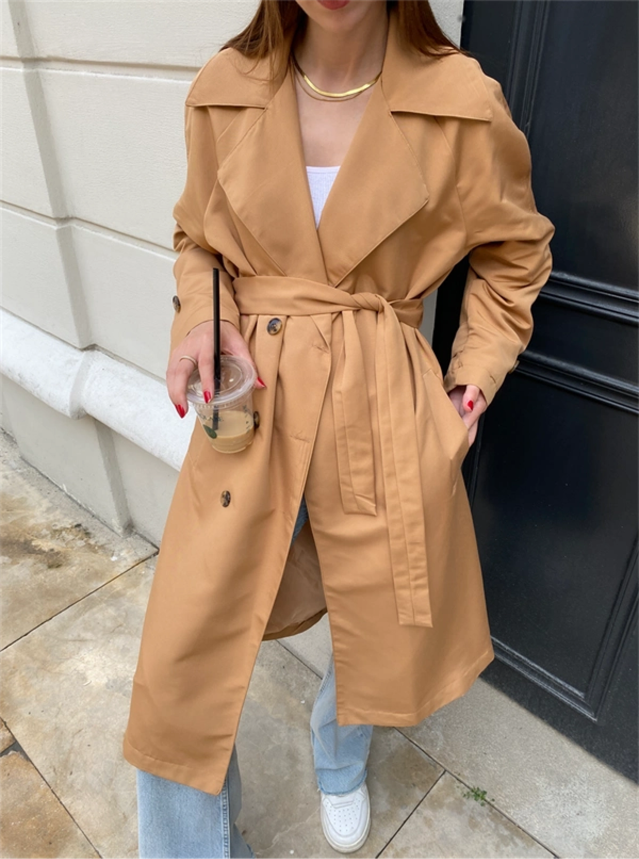 Camel Brshk Model Premium Oversize Trençkot