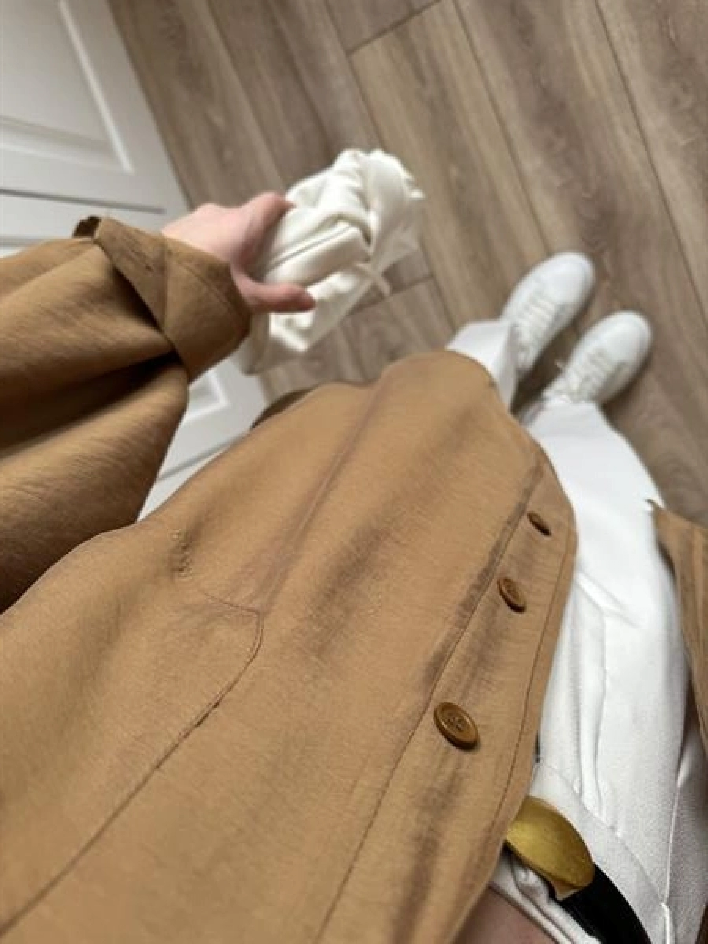 Camel Oversize Tensel Gömlek