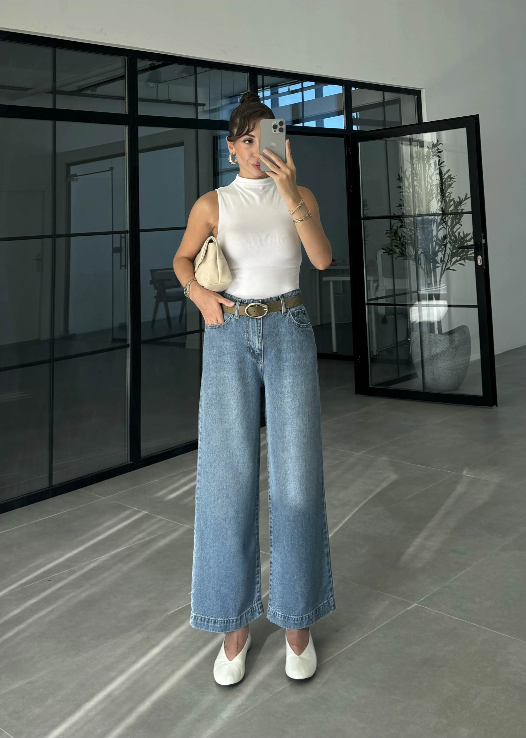 Culotte Bilek Boy Kemerli Tensel Pantolon