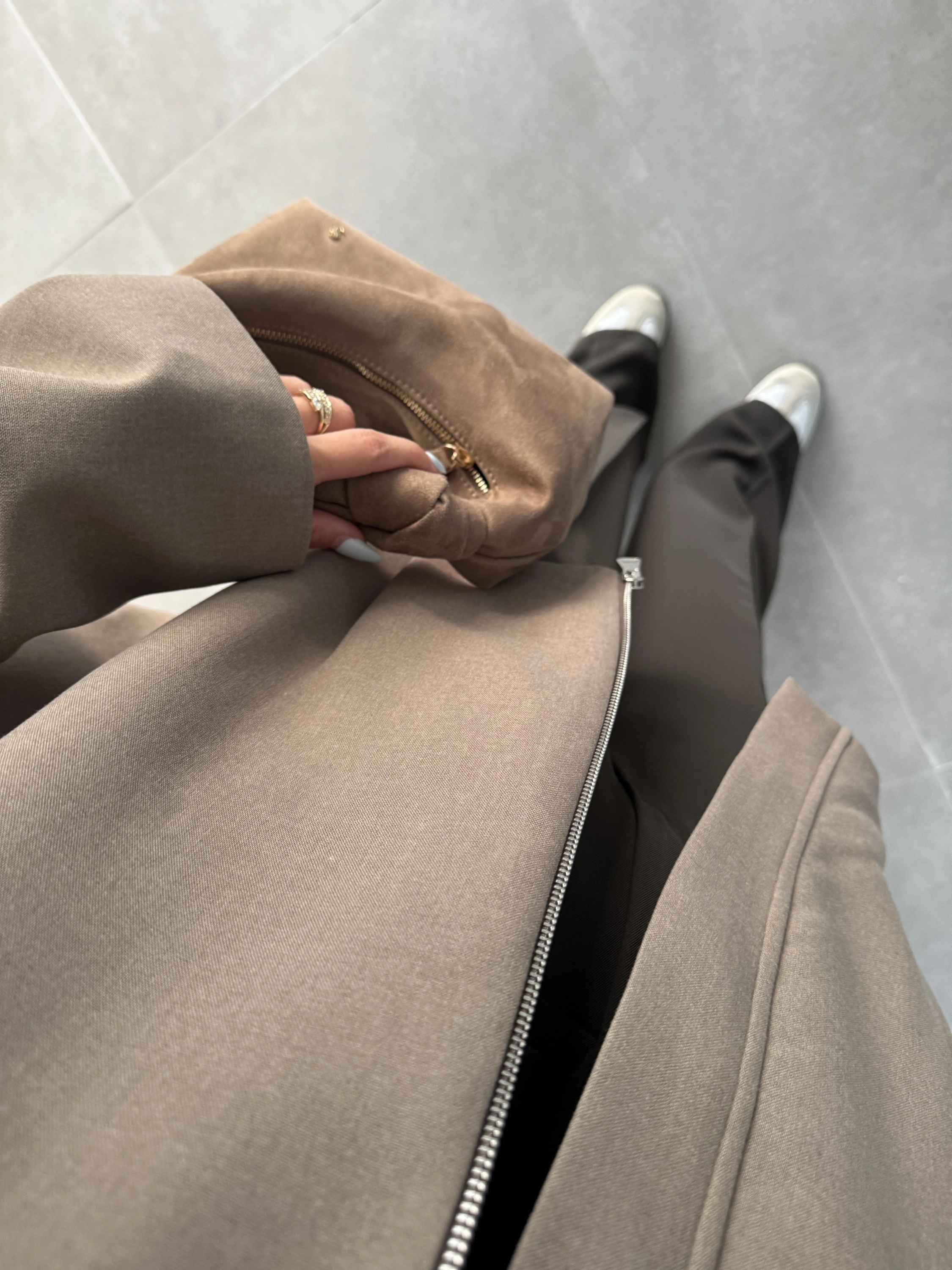 Ekstra Oversize Astarlı Haki Bamber Ceket