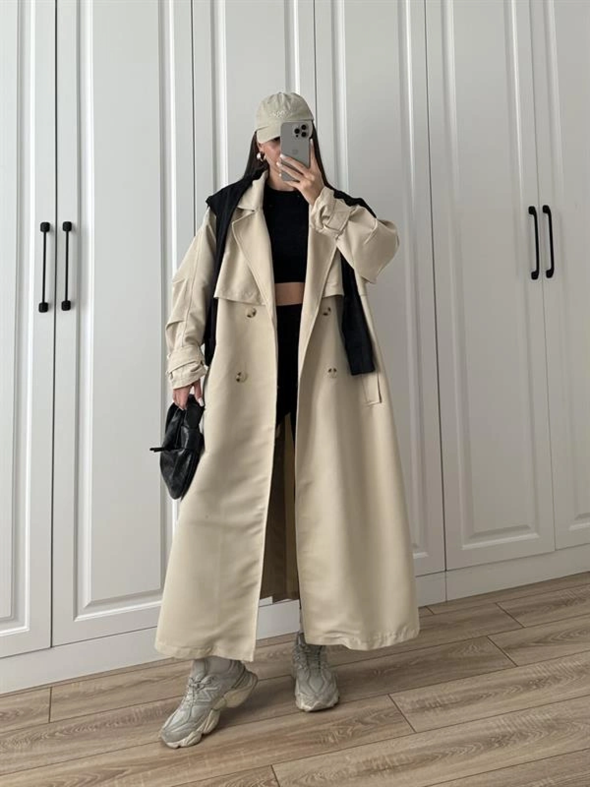 Ekstra Oversize Premium Taş Trençkot