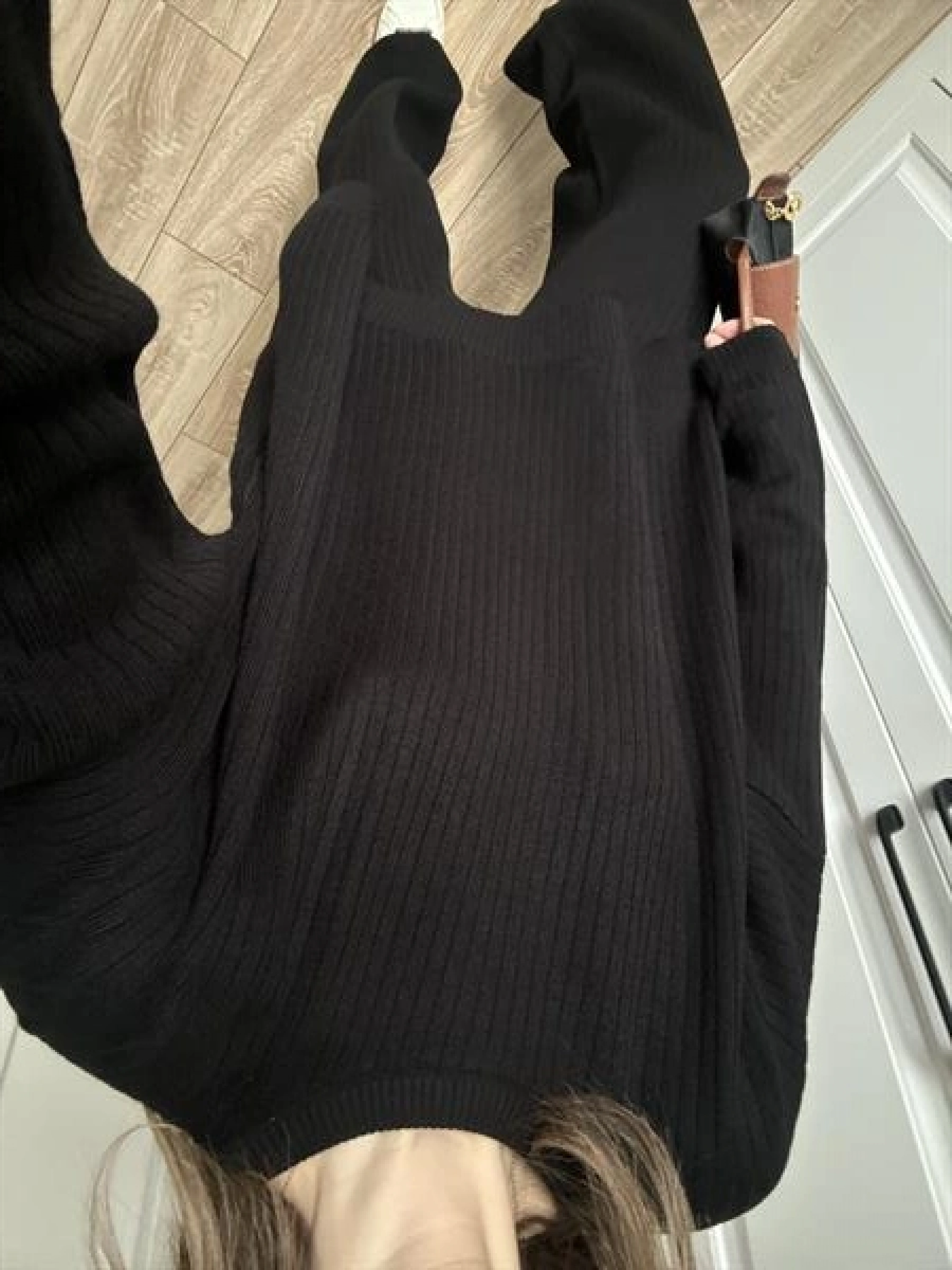 Fitilli Basic Oversize Siyah Triko Takım