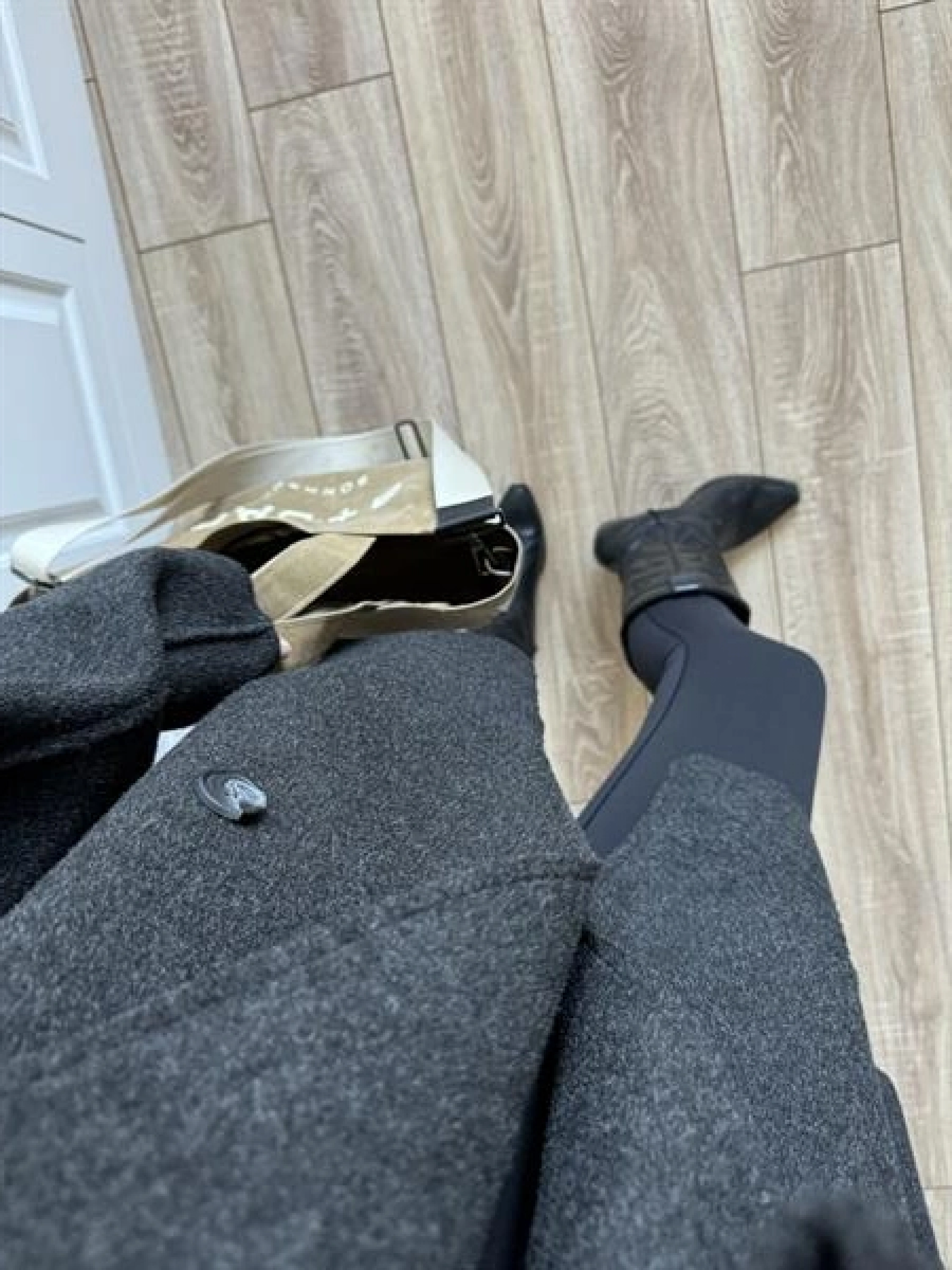 Geniş Yaka Oversize Antrasit Kaban