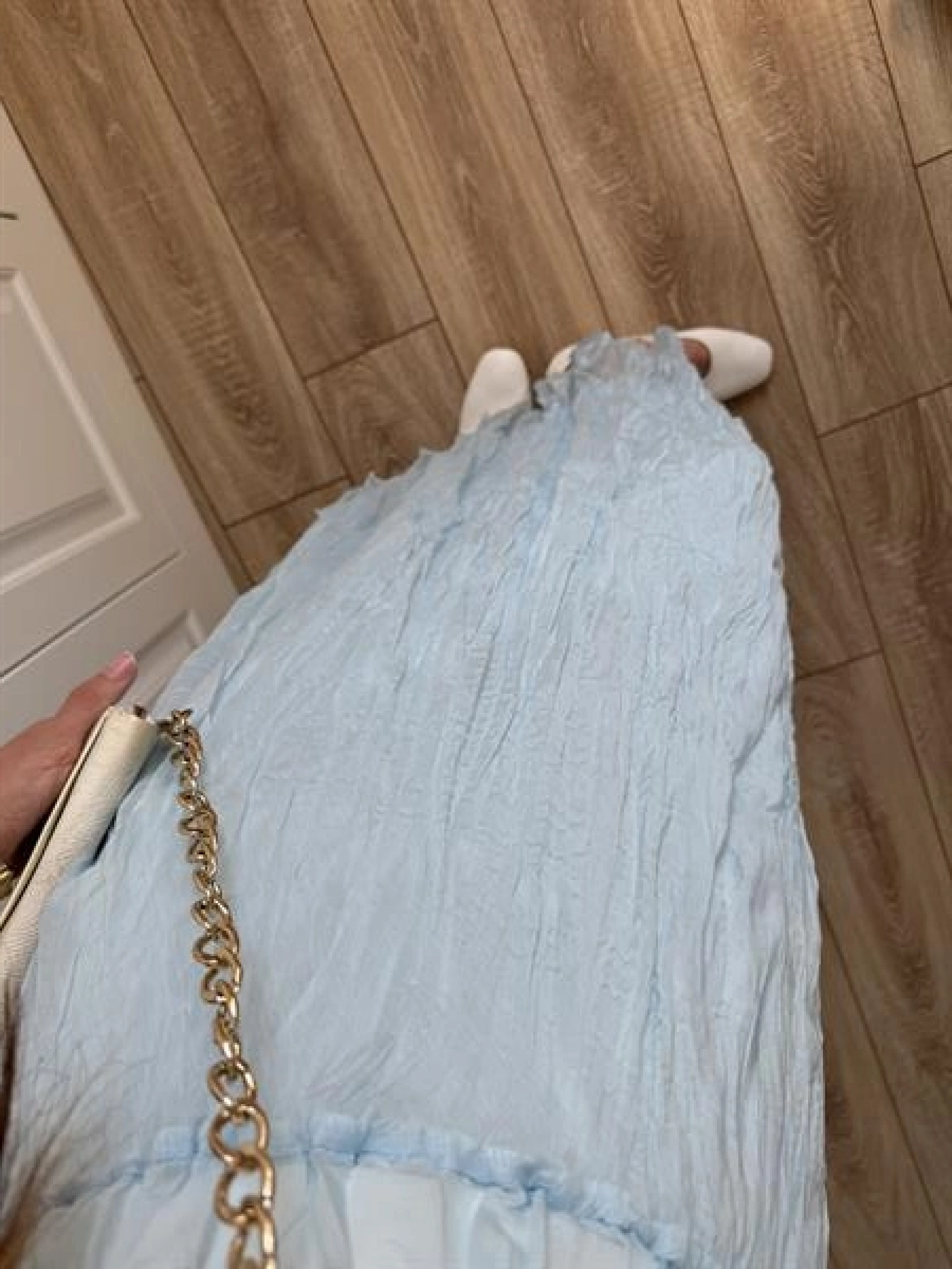Holla Astarlı Kırışık Bebe Mavi Tül Etek