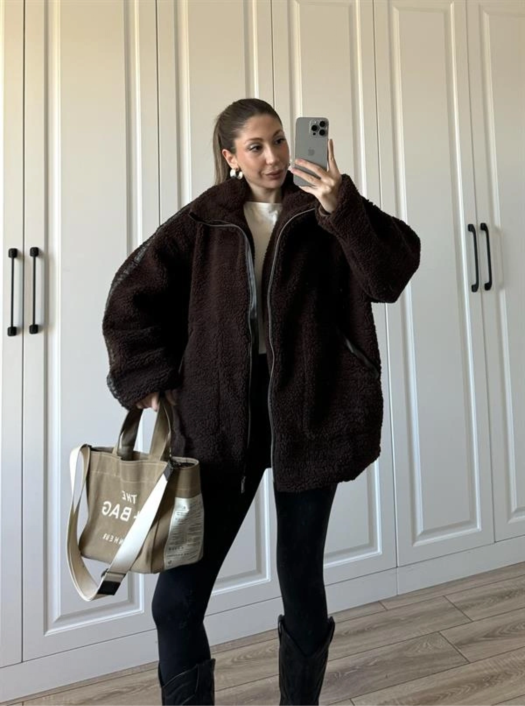 Koza Oversize Astarlı Premium Kahve Peluş Ceket