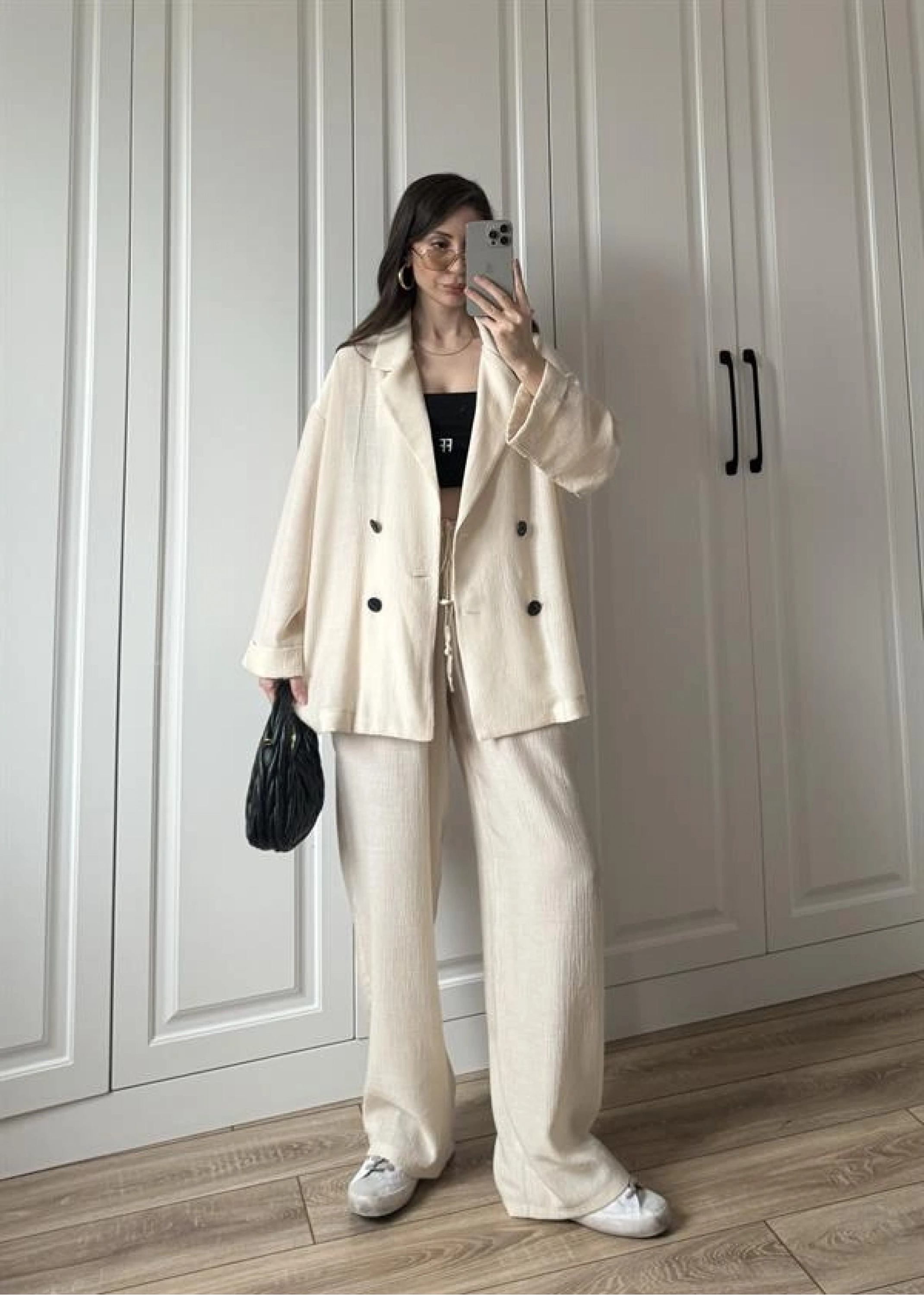Krinkıl Oversize Taş Ceket Takım