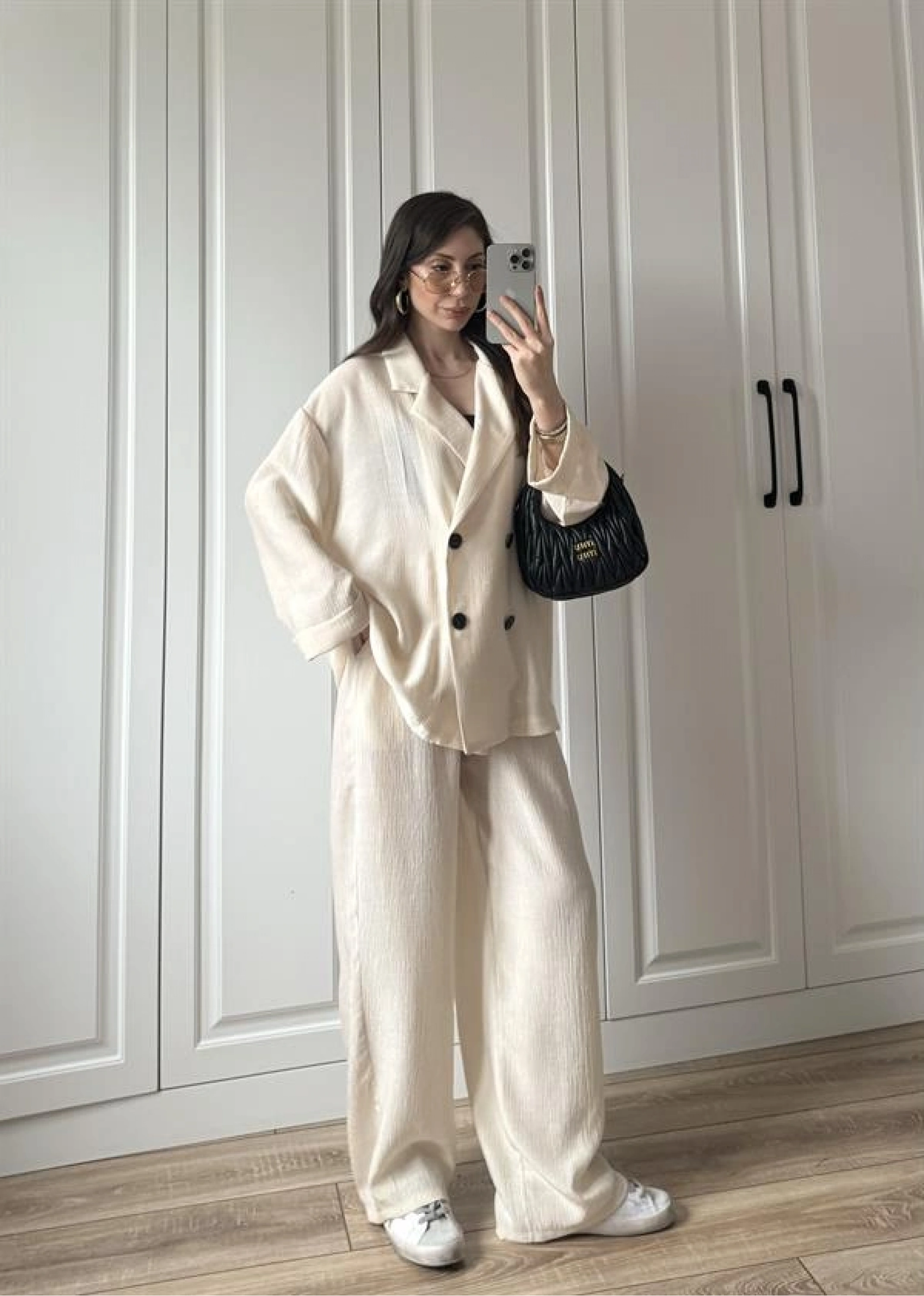Krinkıl Oversize Taş Ceket Takım