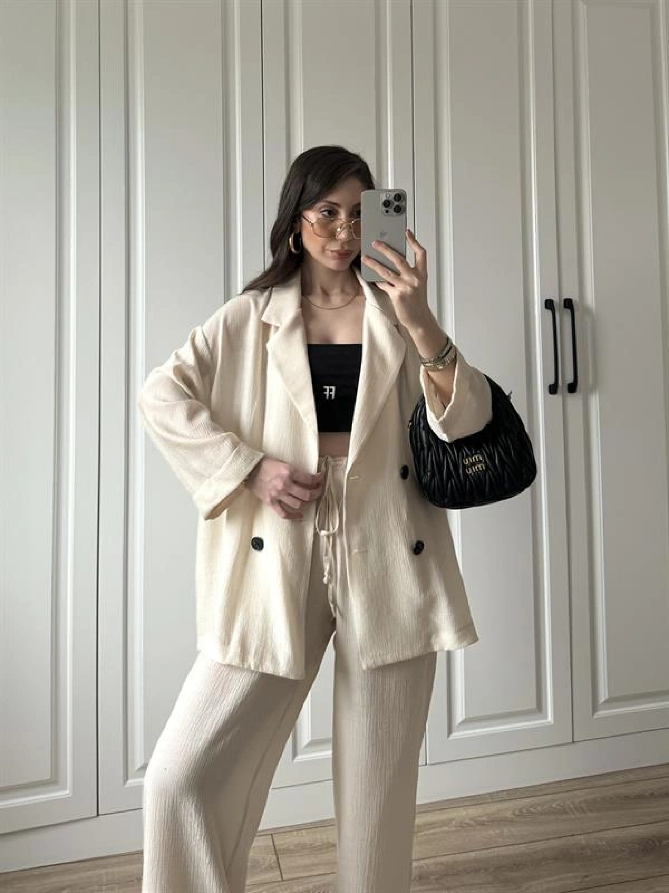 Krinkıl Oversize Taş Ceket Takım