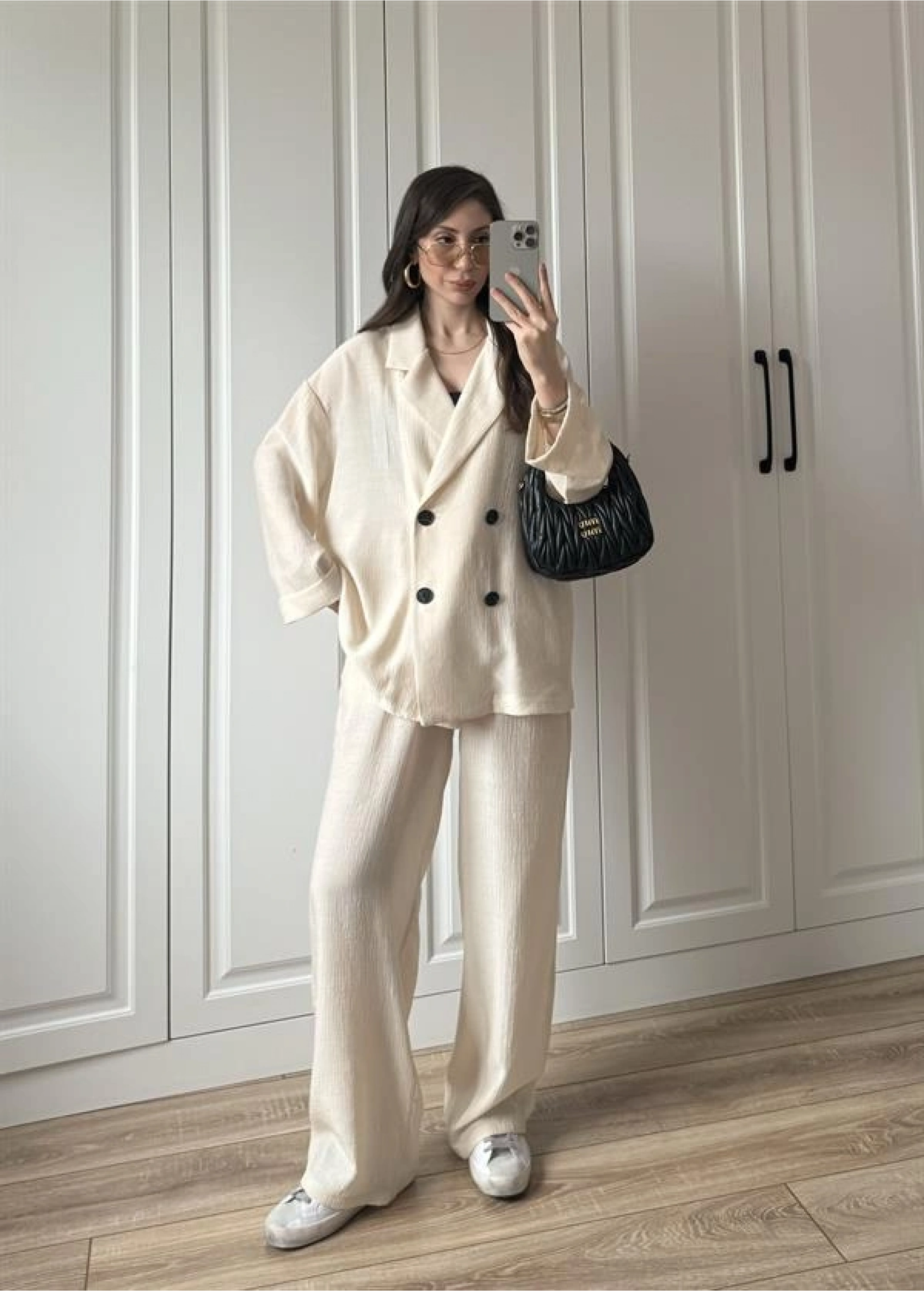 Krinkıl Oversize Taş Ceket Takım