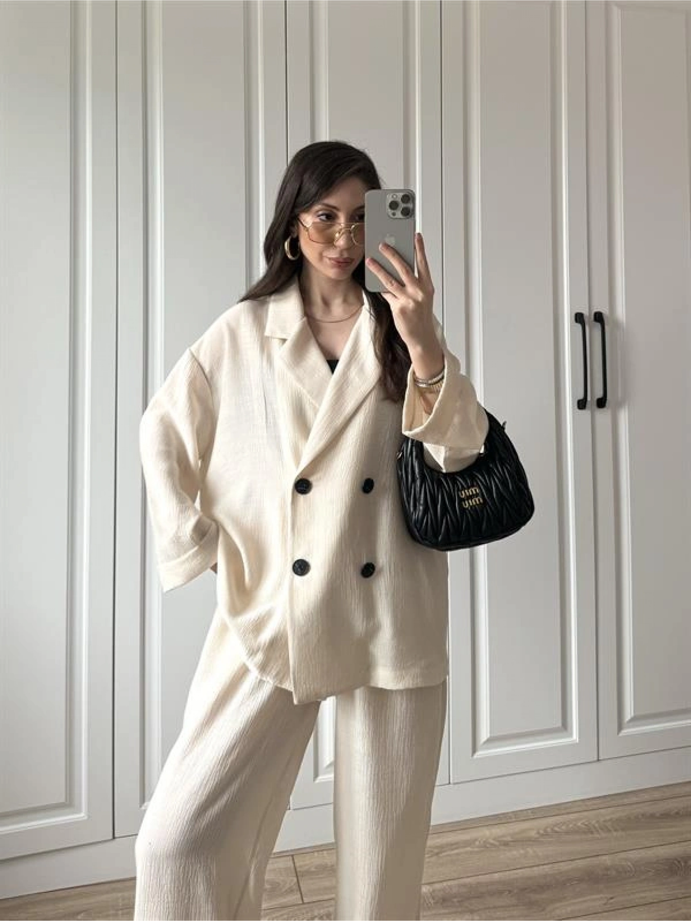Krinkıl Oversize Taş Ceket Takım