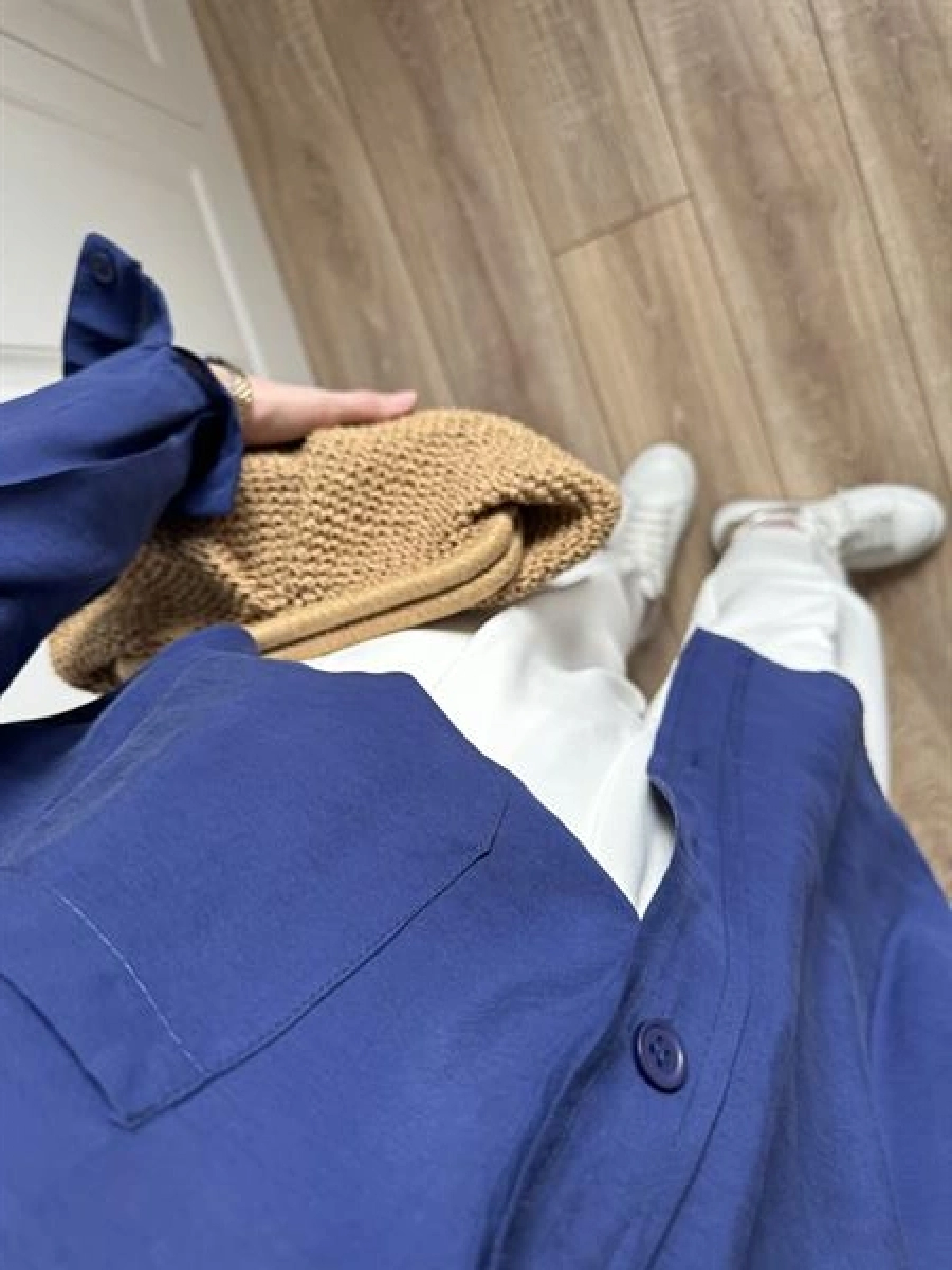 Lacivert Oversize Tensel Gömlek