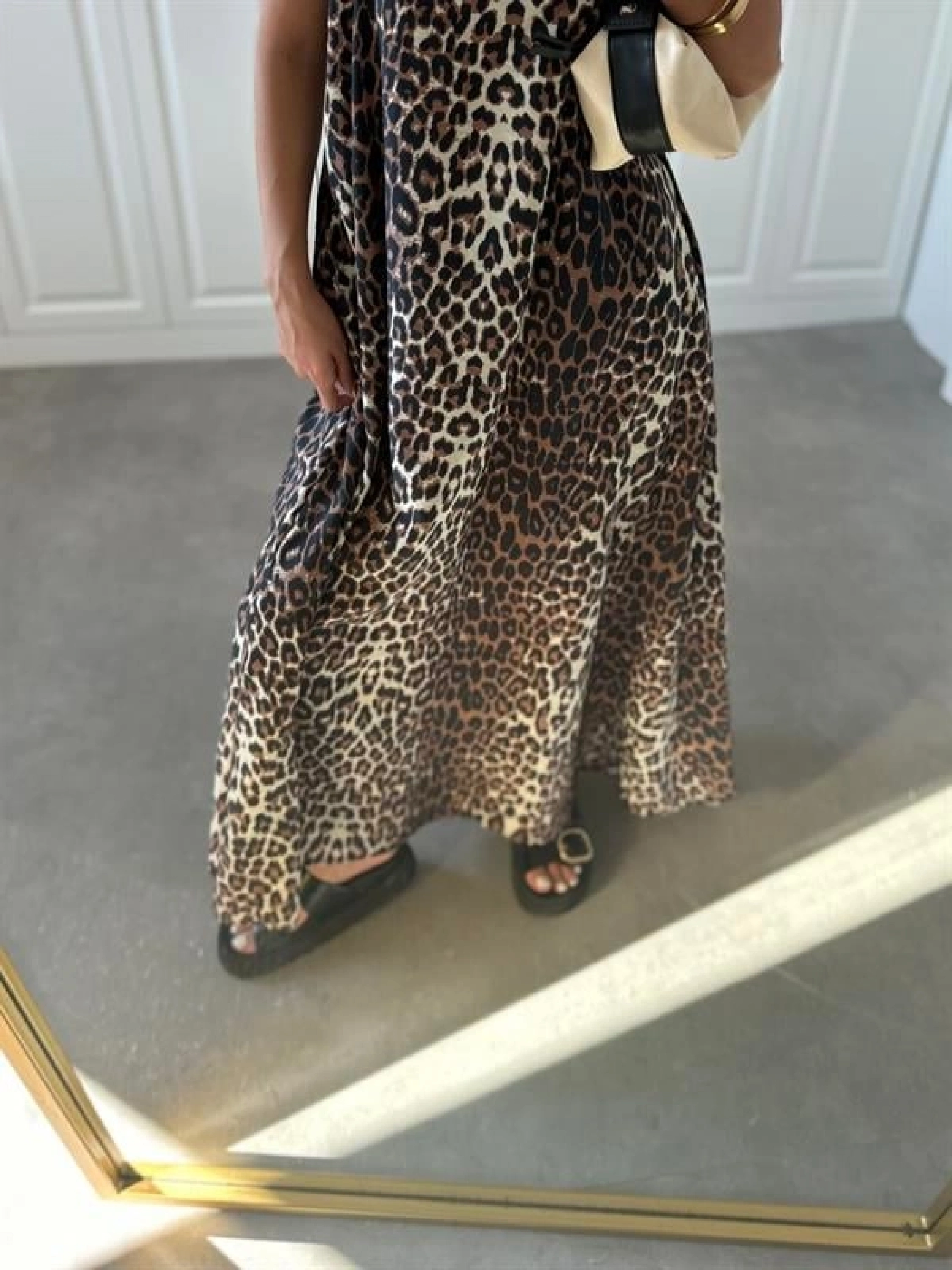 Leopar Askılı Oversize Elbise