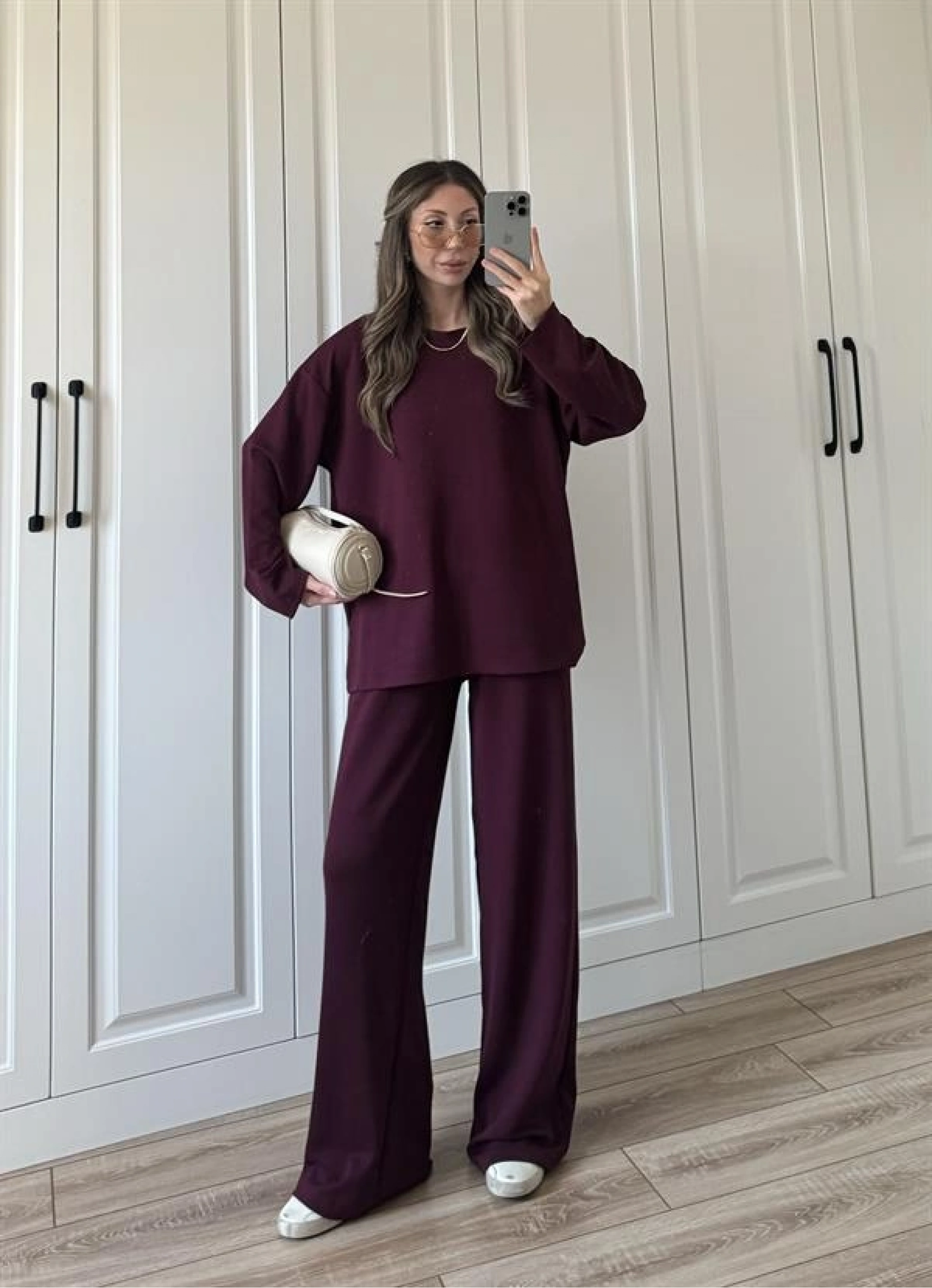 Liza Oysh Kumaş Basic Bordo Takım