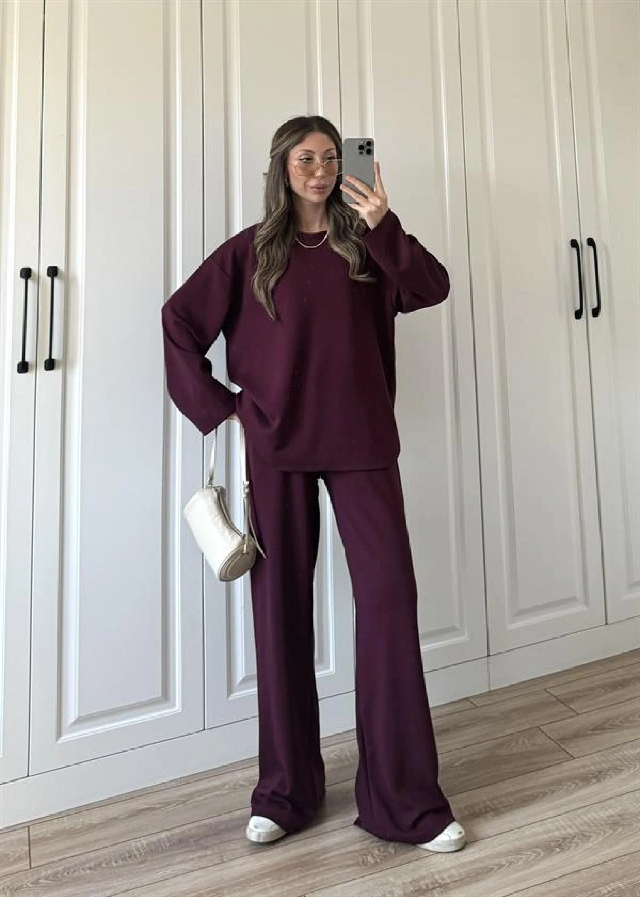 Liza Oysh Kumaş Basic Bordo Takım