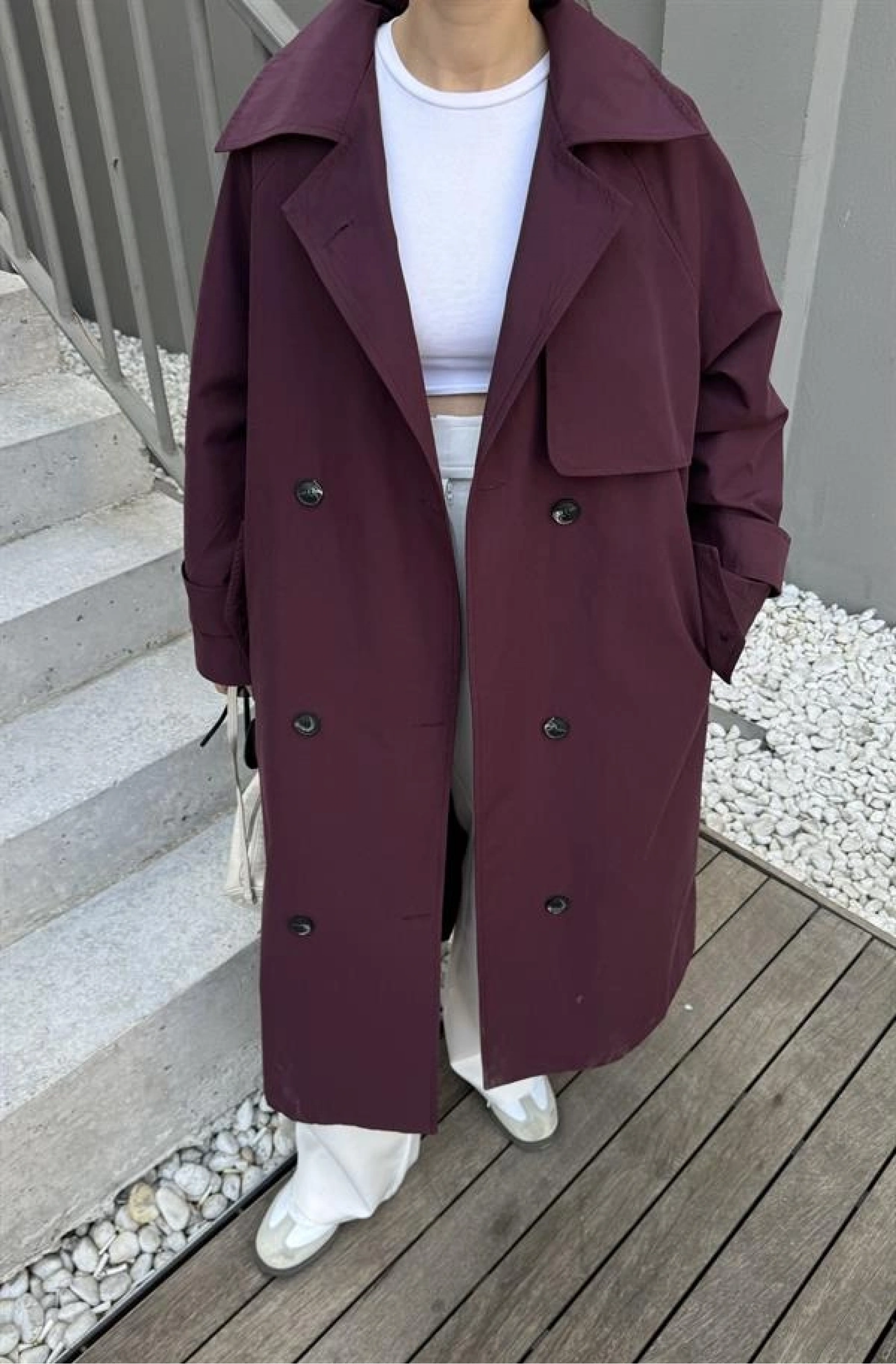 Maison Oversize Astarlı Bordo Trençkot