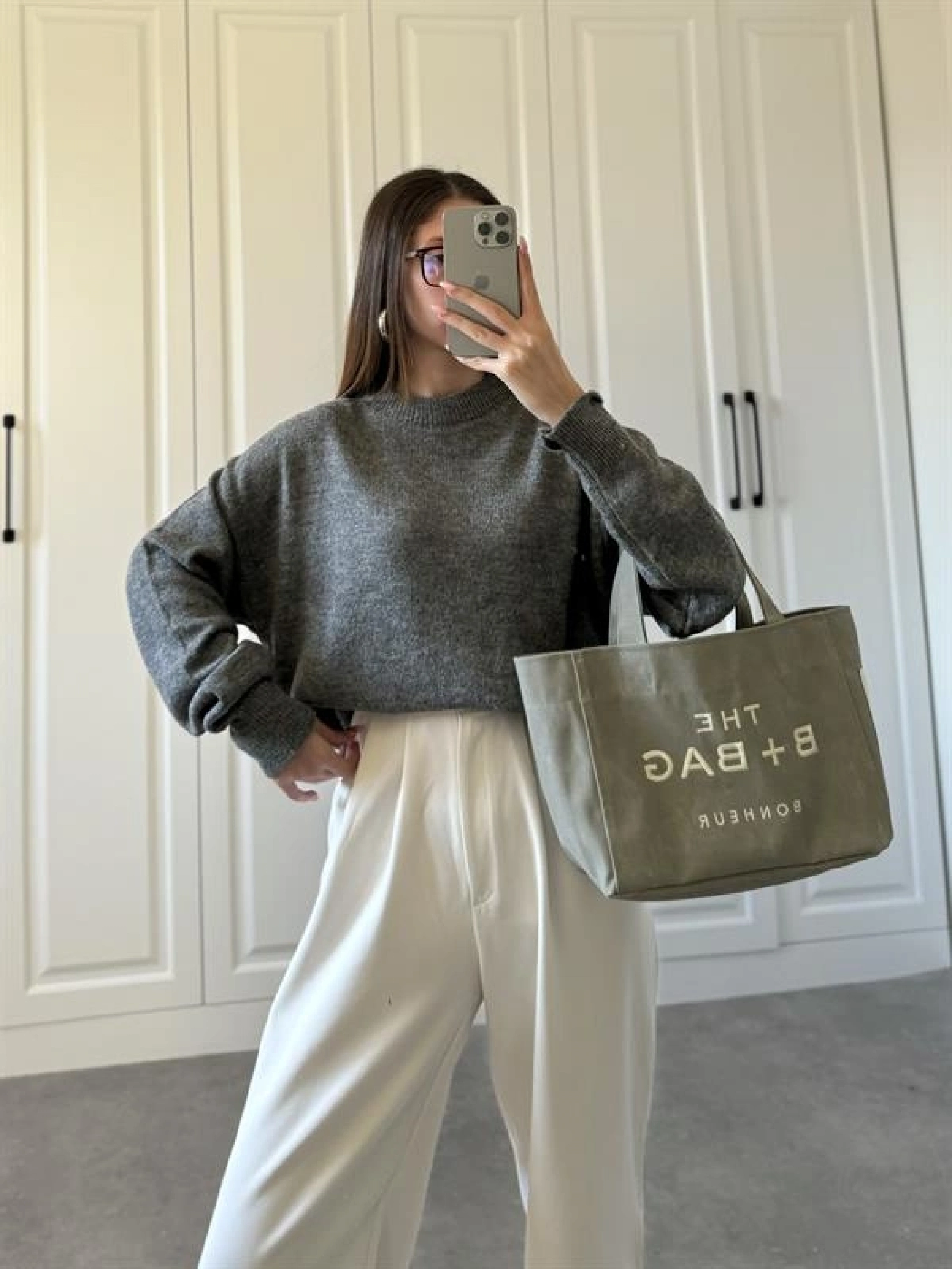 Mari Oversize Basic Antrasit Kazak