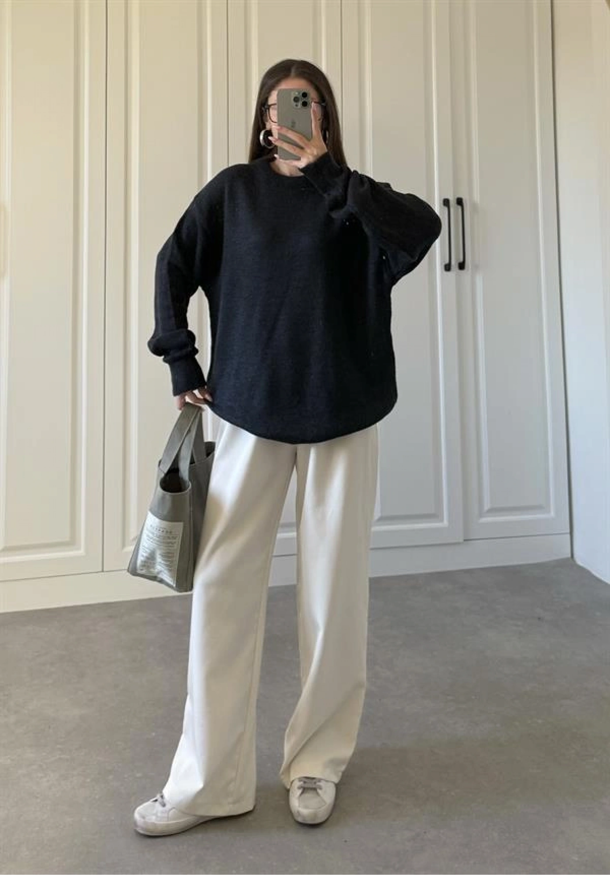 Mari Oversize Basic Lacivert Kazak