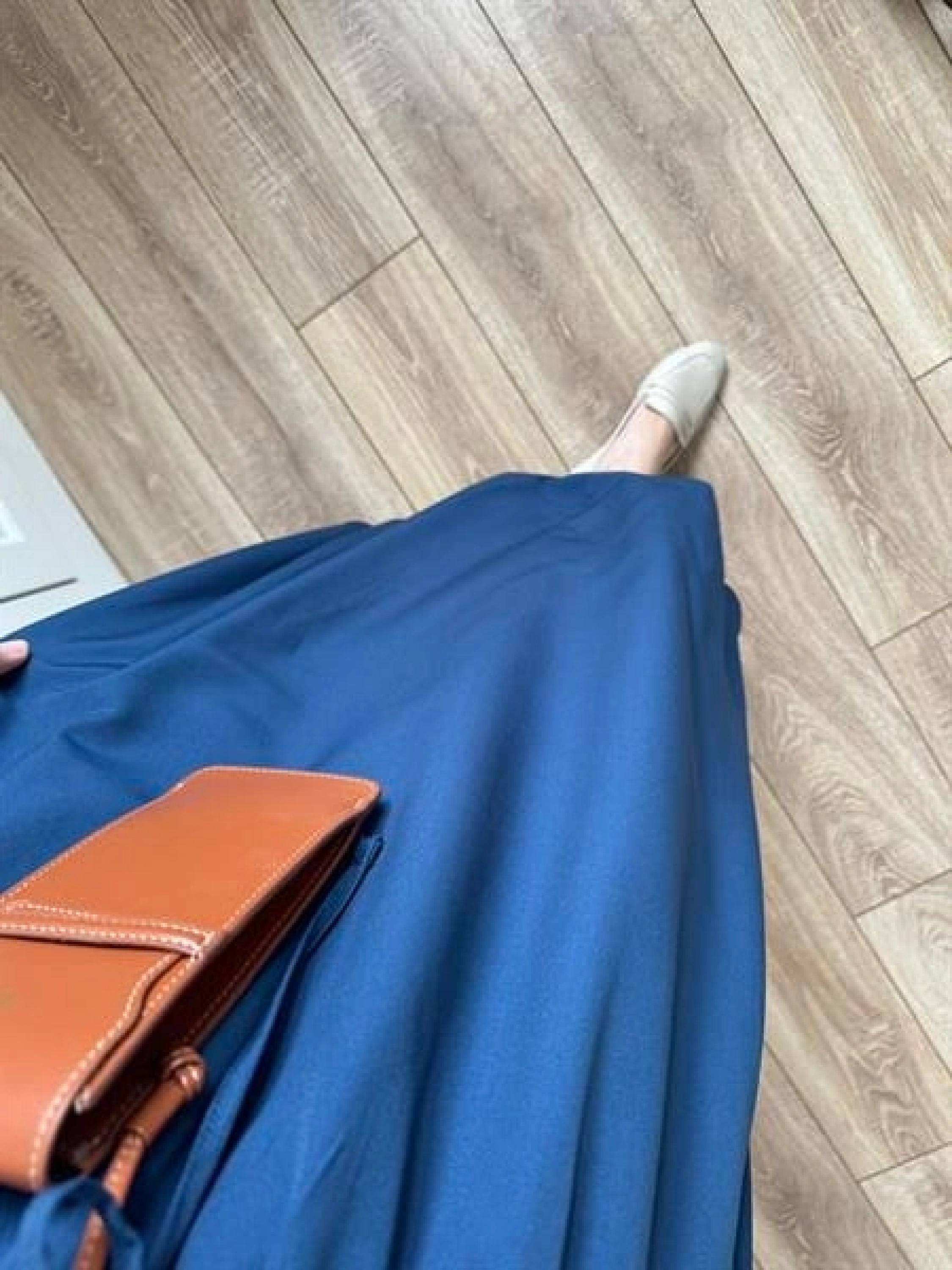 Maxi Astarlı Lacivert Balon Etek