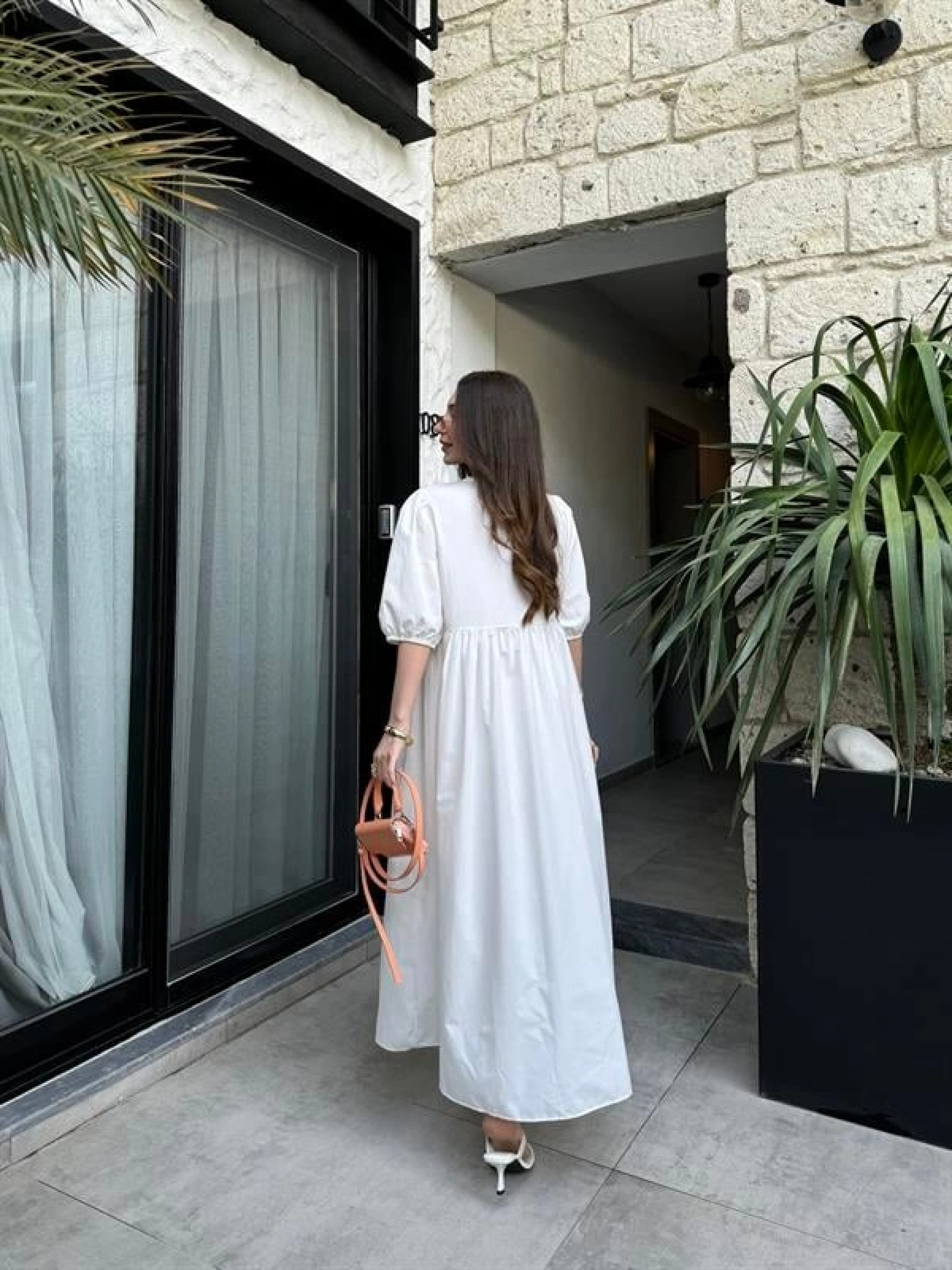 Maxi Önü Bağlamalı Beyaz Elbise