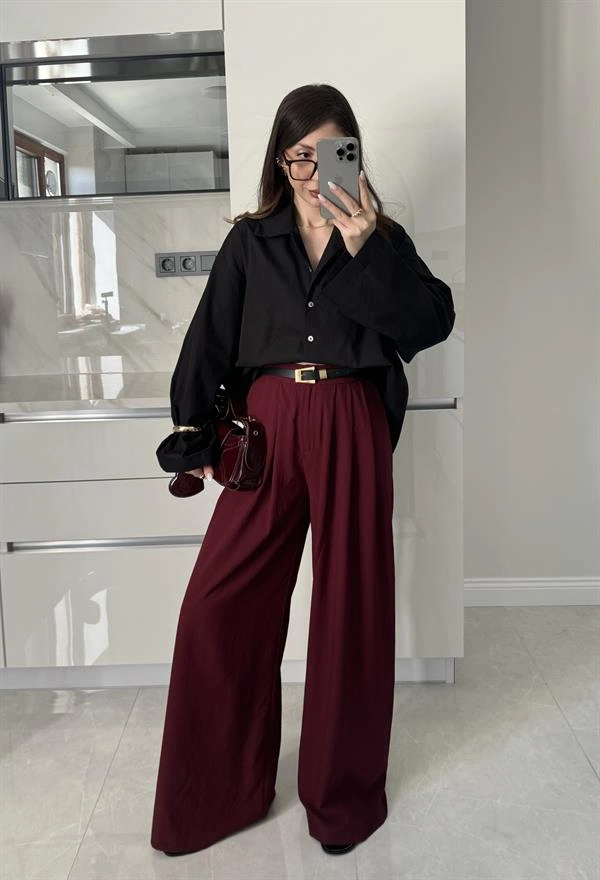 Meka Oversize Premium Siyah Gömlek