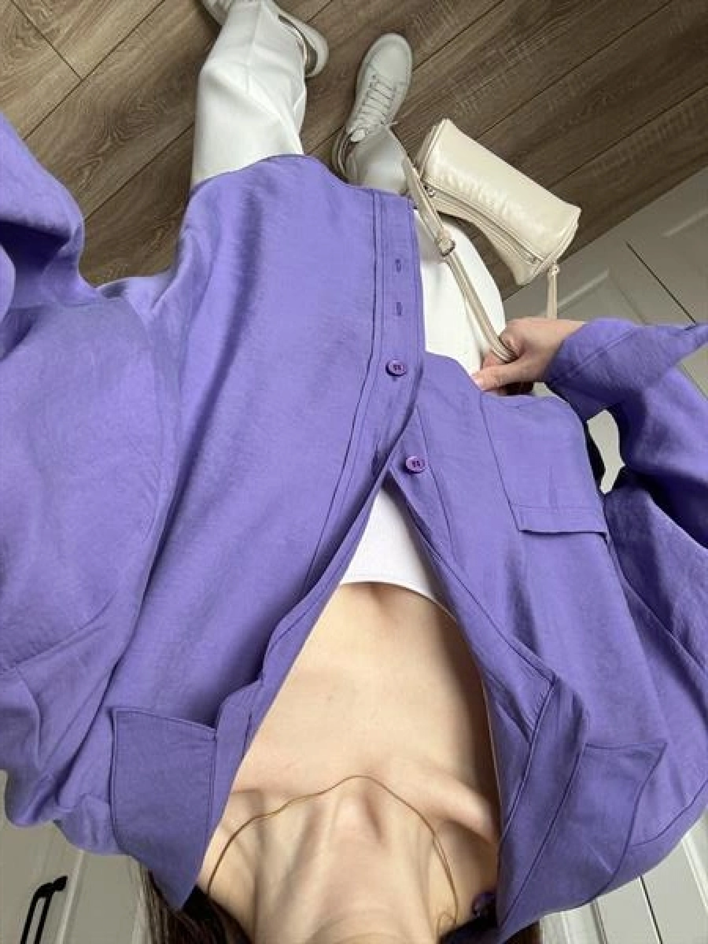Mor Oversize Tensel Gömlek